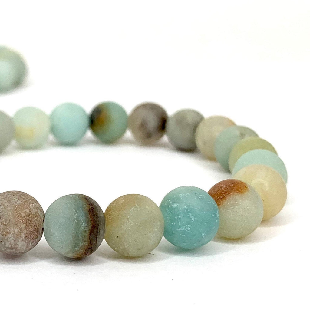 Matte Amazonite Crystal Bracelet: Round Gemstone Beads