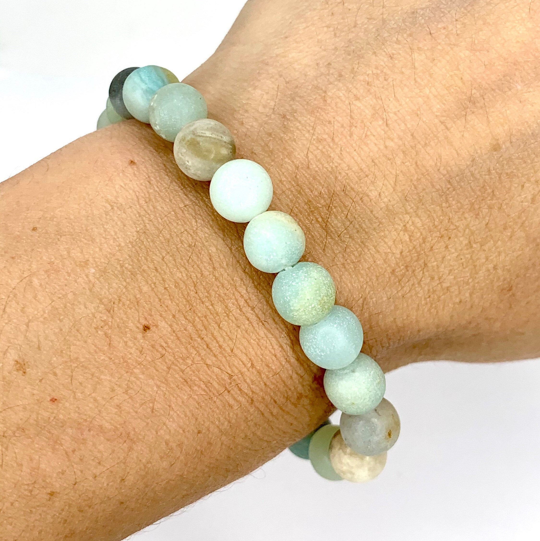 Matte Amazonite Crystal Bracelet: Round Gemstone Beads