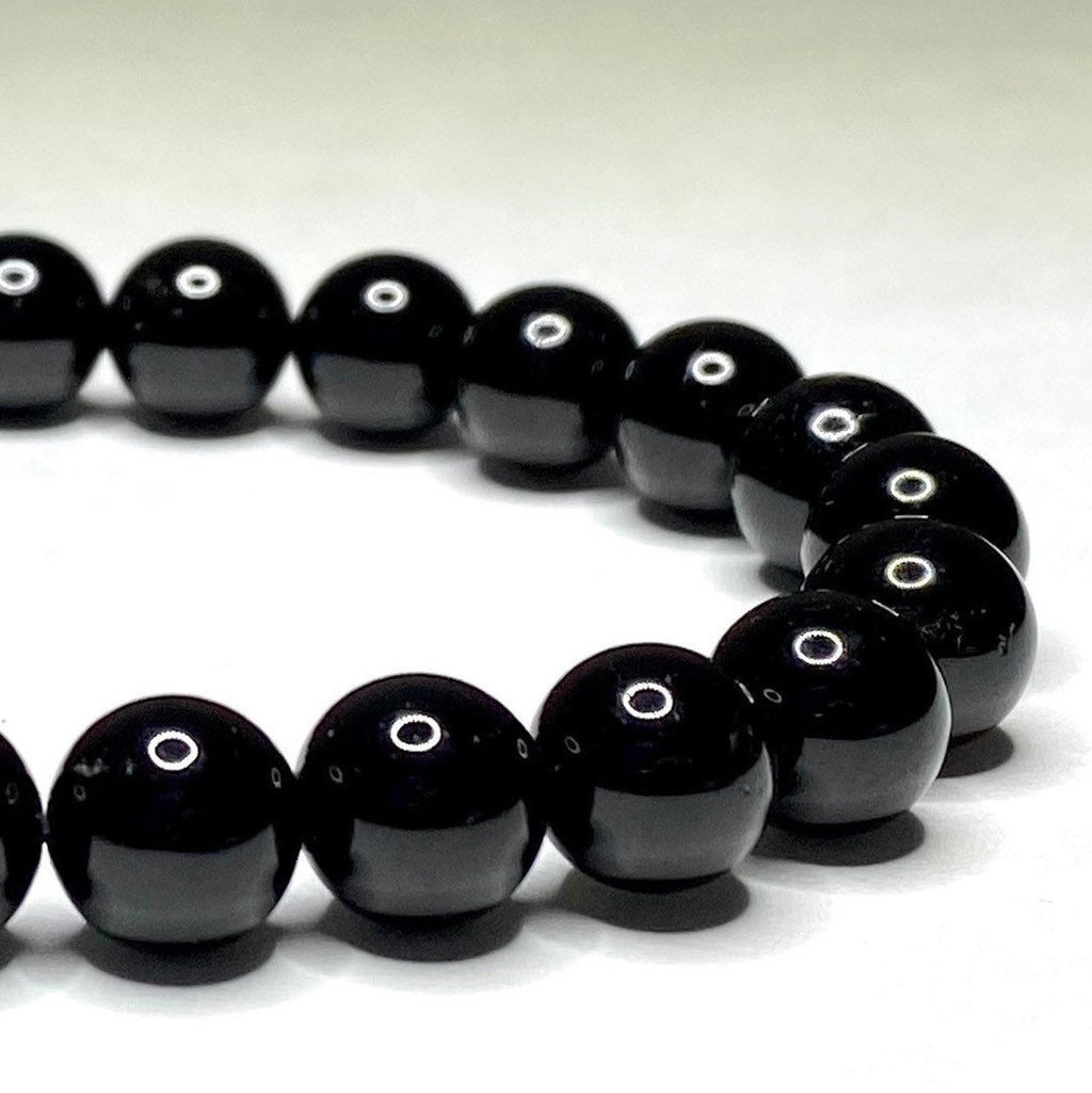 Black Tourmaline Crystal Bracelet - Handmade Gemstone Beaded Bracelet 4mm, 6mm, 8mm