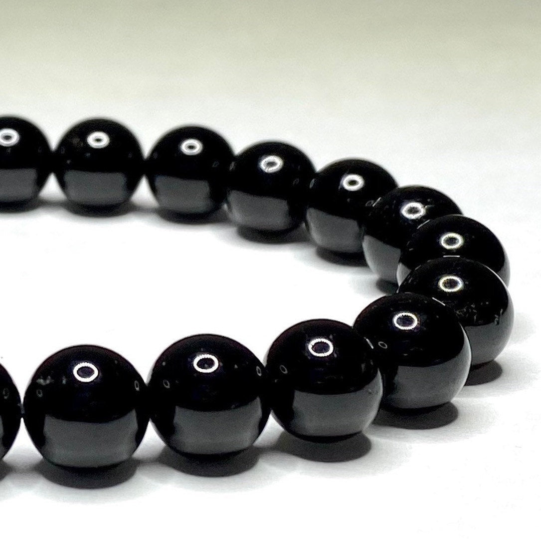 Black Tourmaline Crystal Bracelet - Handmade Gemstone Beaded Bracelet 4mm, 6mm, 8mm