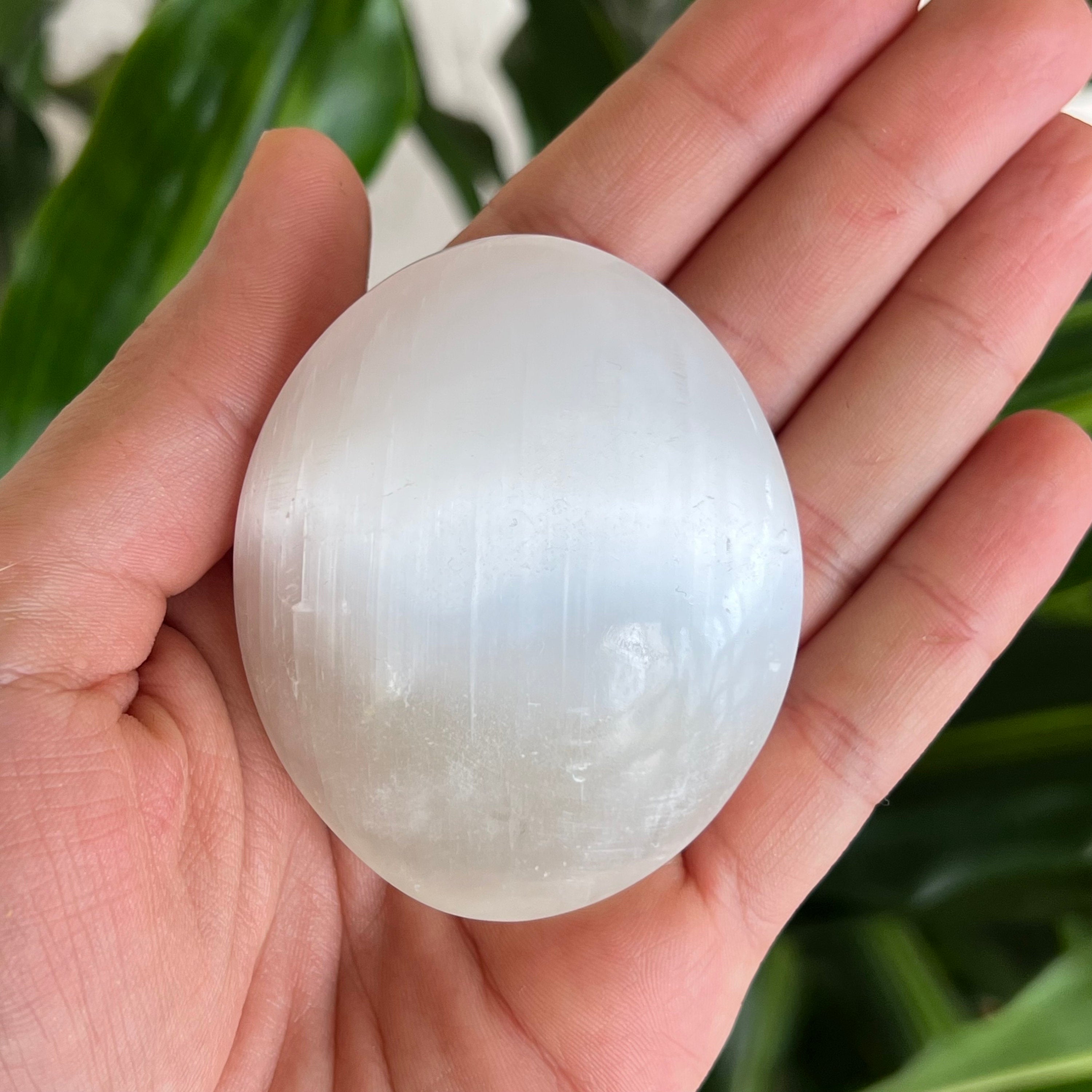 Selenite Crystal Palm Stone