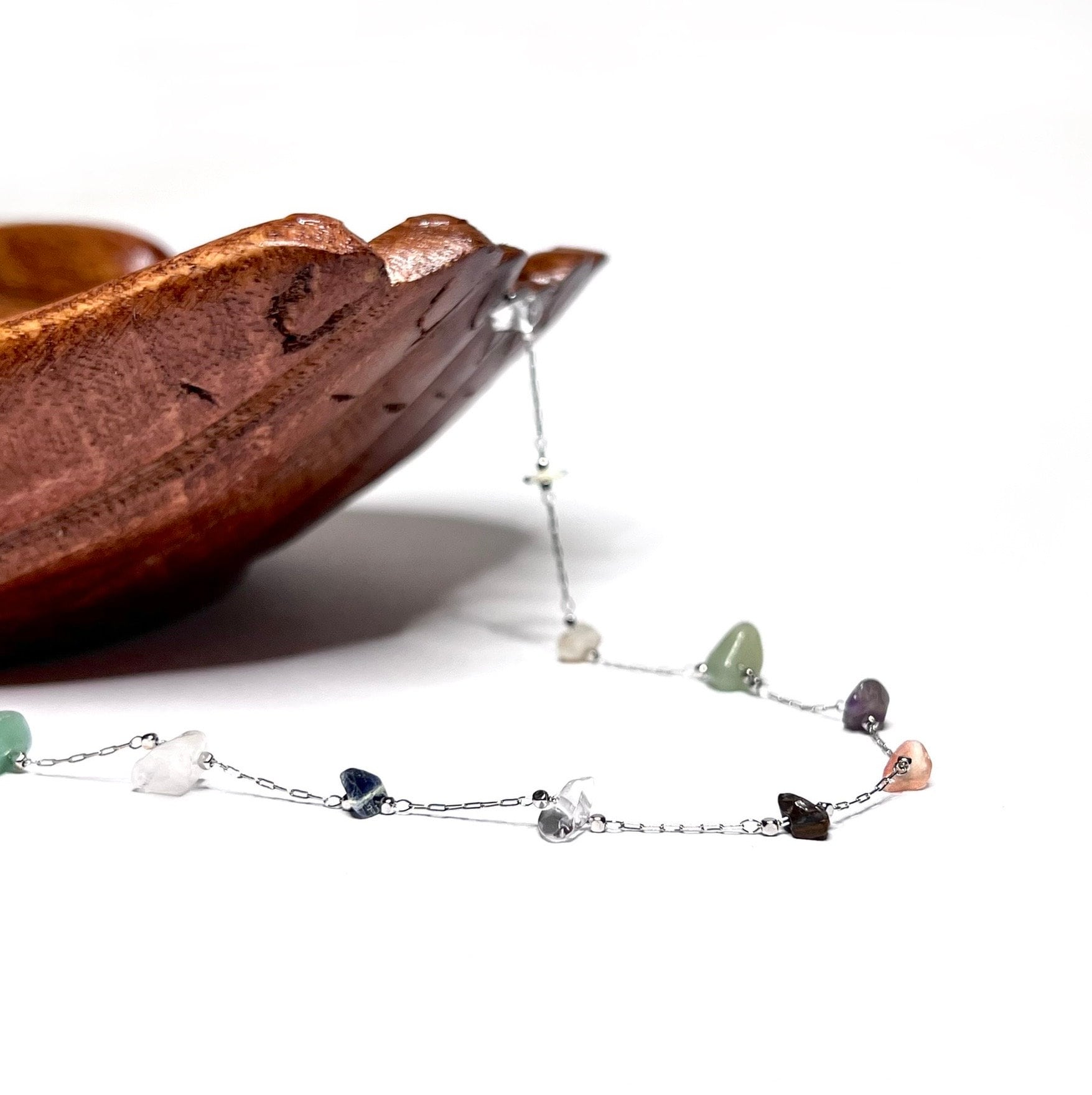 Mixed Crystal Chips Necklace: Gold or Silver Plated, Adjustable Length