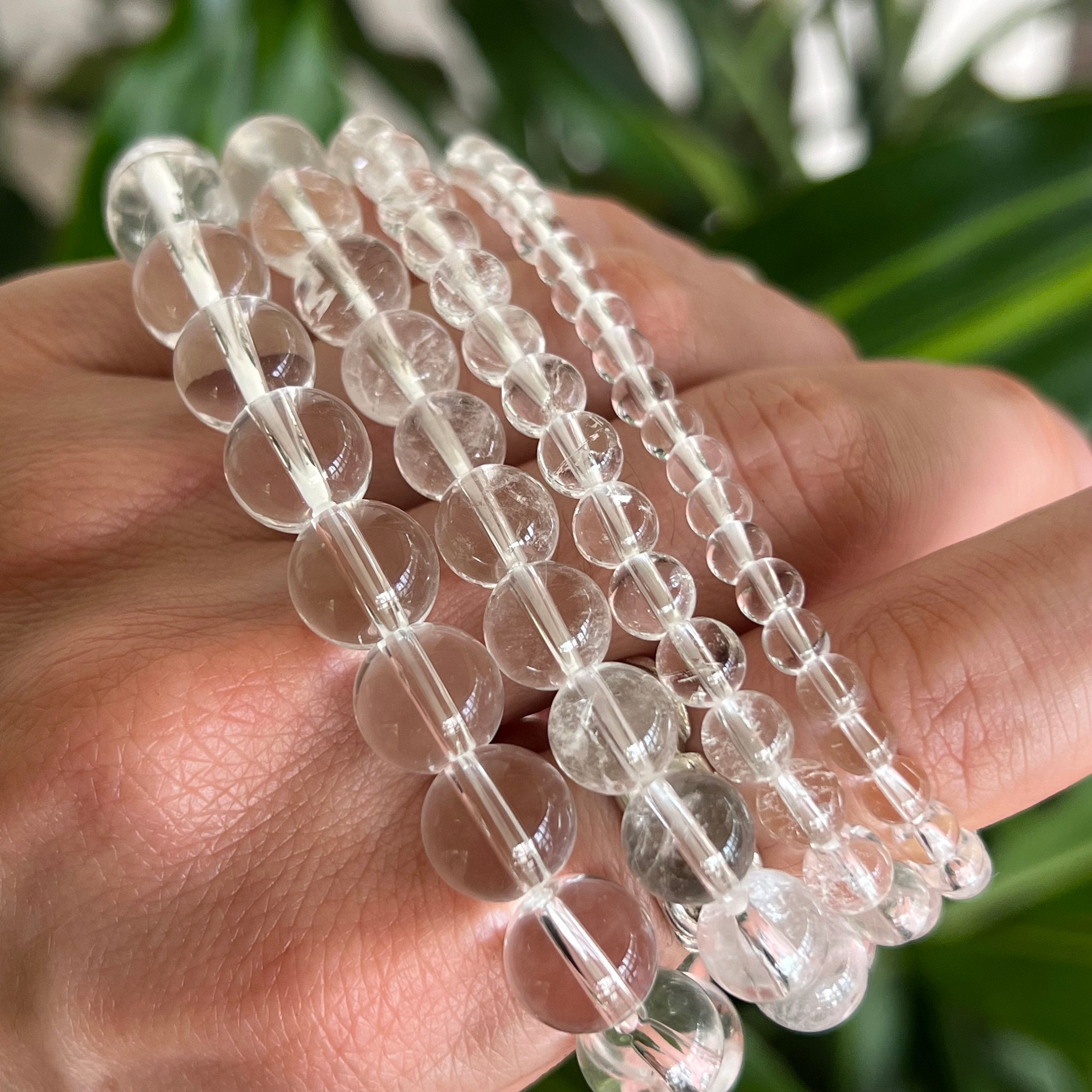Clear Quartz Crystal Bracelet: Handmade Gemstone Beaded Bracelet