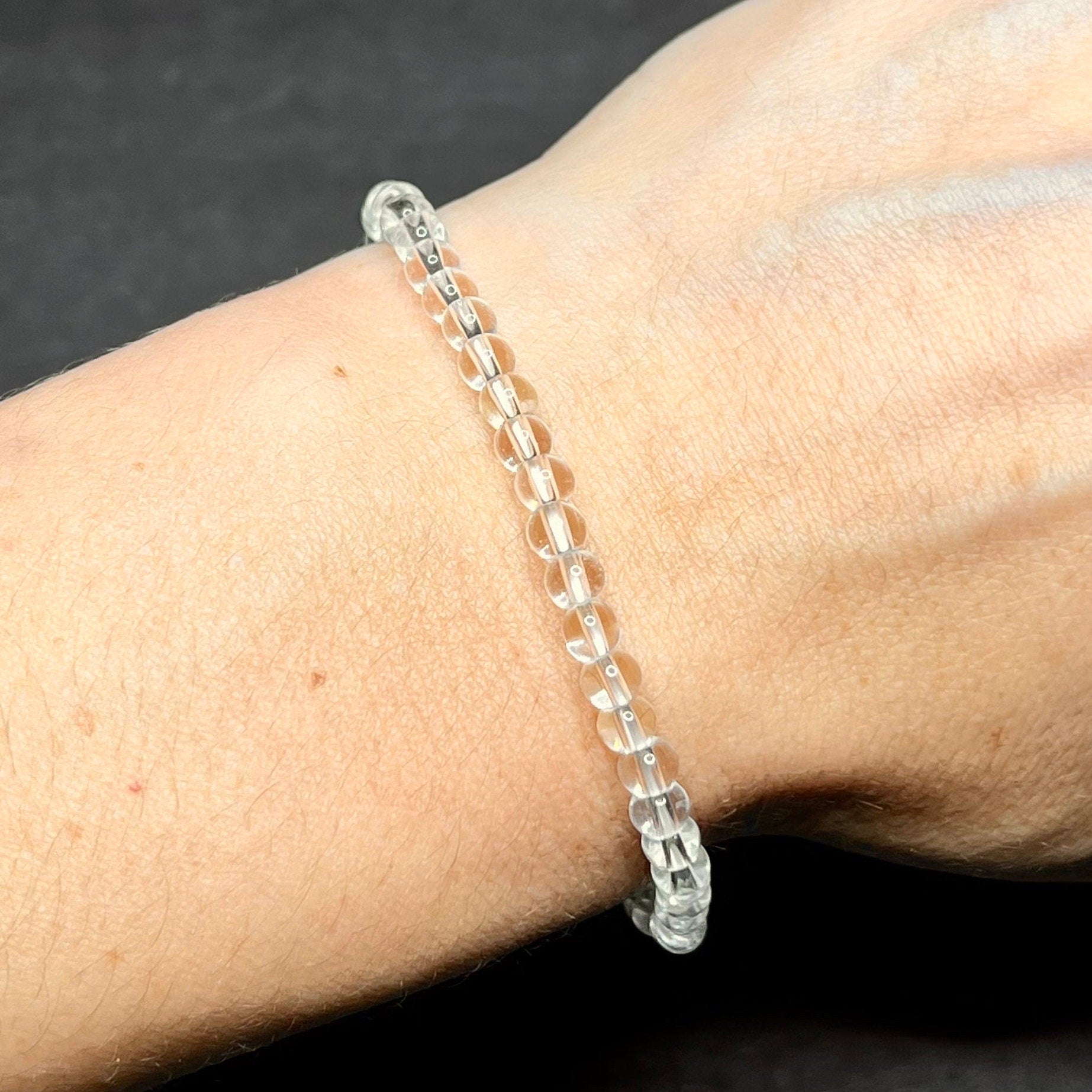 Clear Quartz Crystal Bracelet: Handmade Gemstone Beaded Bracelet