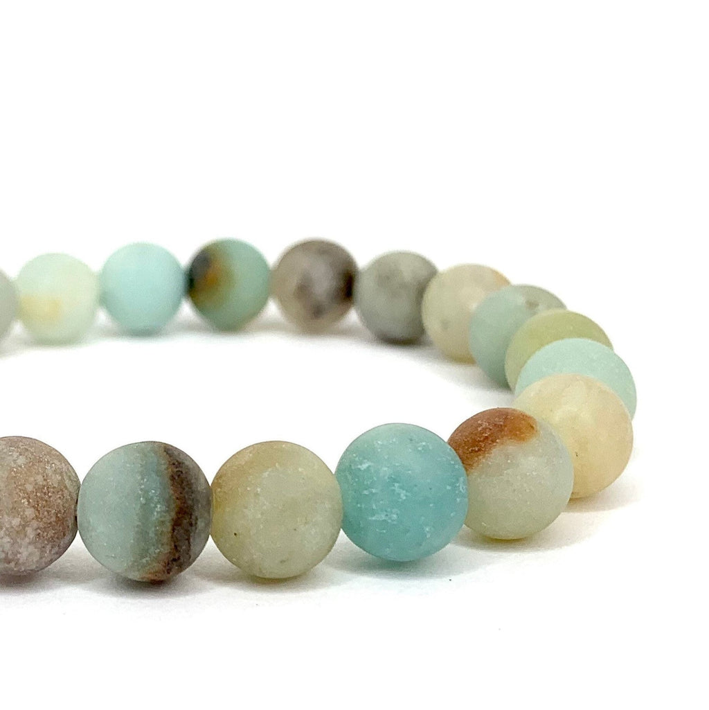 Matte Amazonite Crystal Bracelet: Round Gemstone Beads