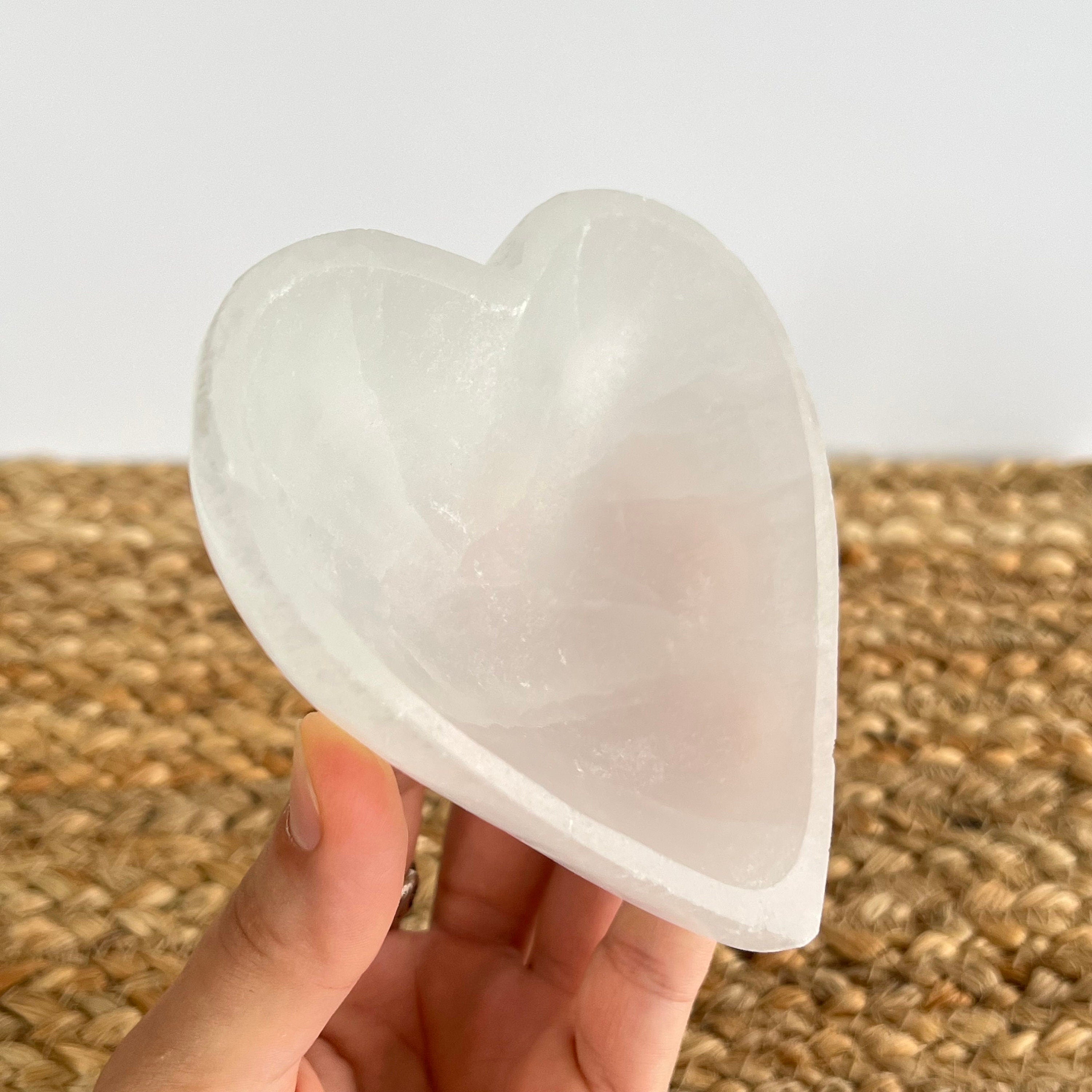 Selenite Crystal Charging Station, Heart Shape Offering Bowl