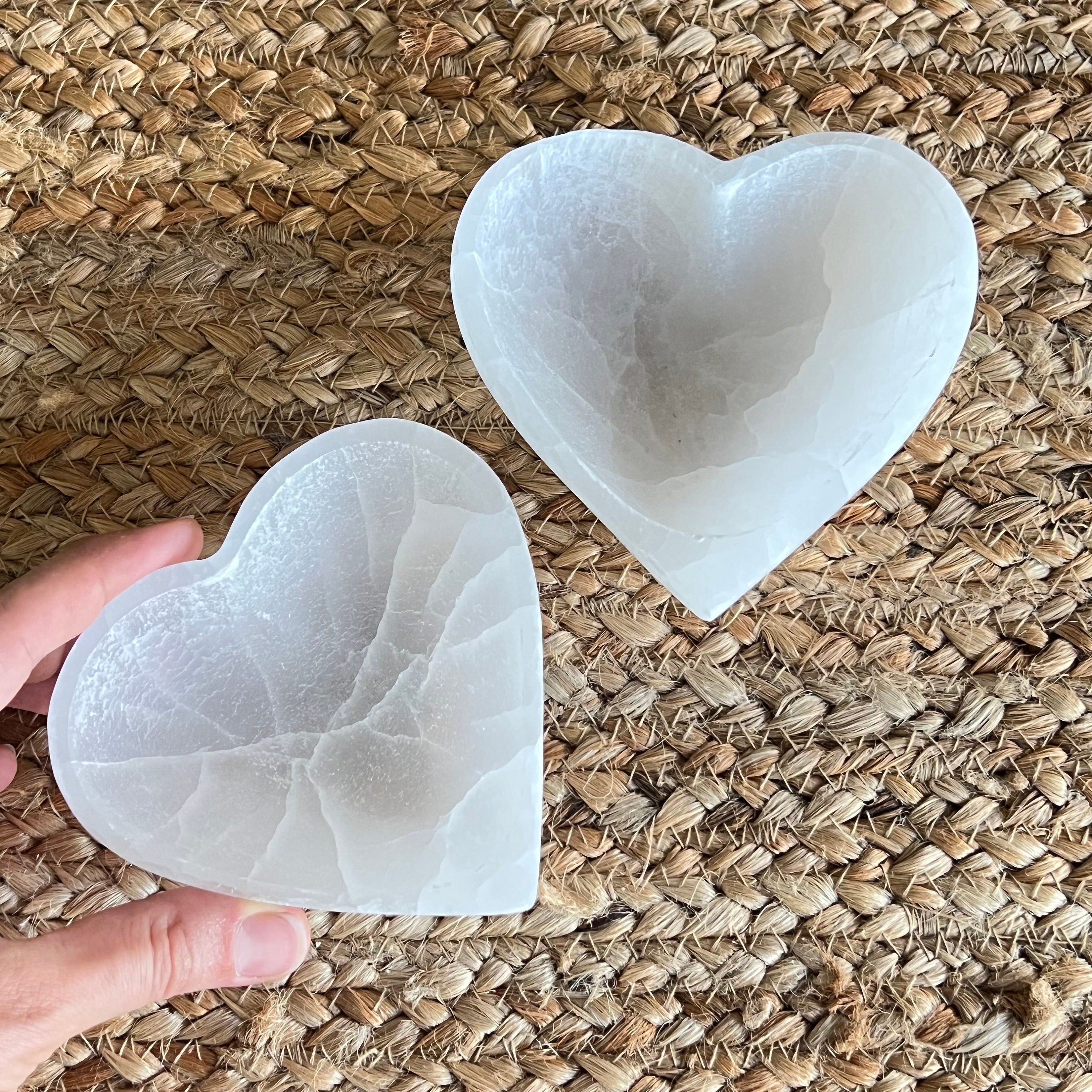Selenite Crystal Charging Station, Heart Shape Offering Bowl