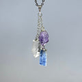 Amethyst Kyanite Quartz Point Pendant Necklace with Chain