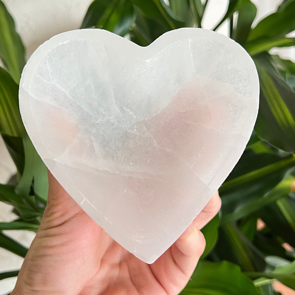 Selenite Crystal Charging Station, Heart Shape Offering Bowl