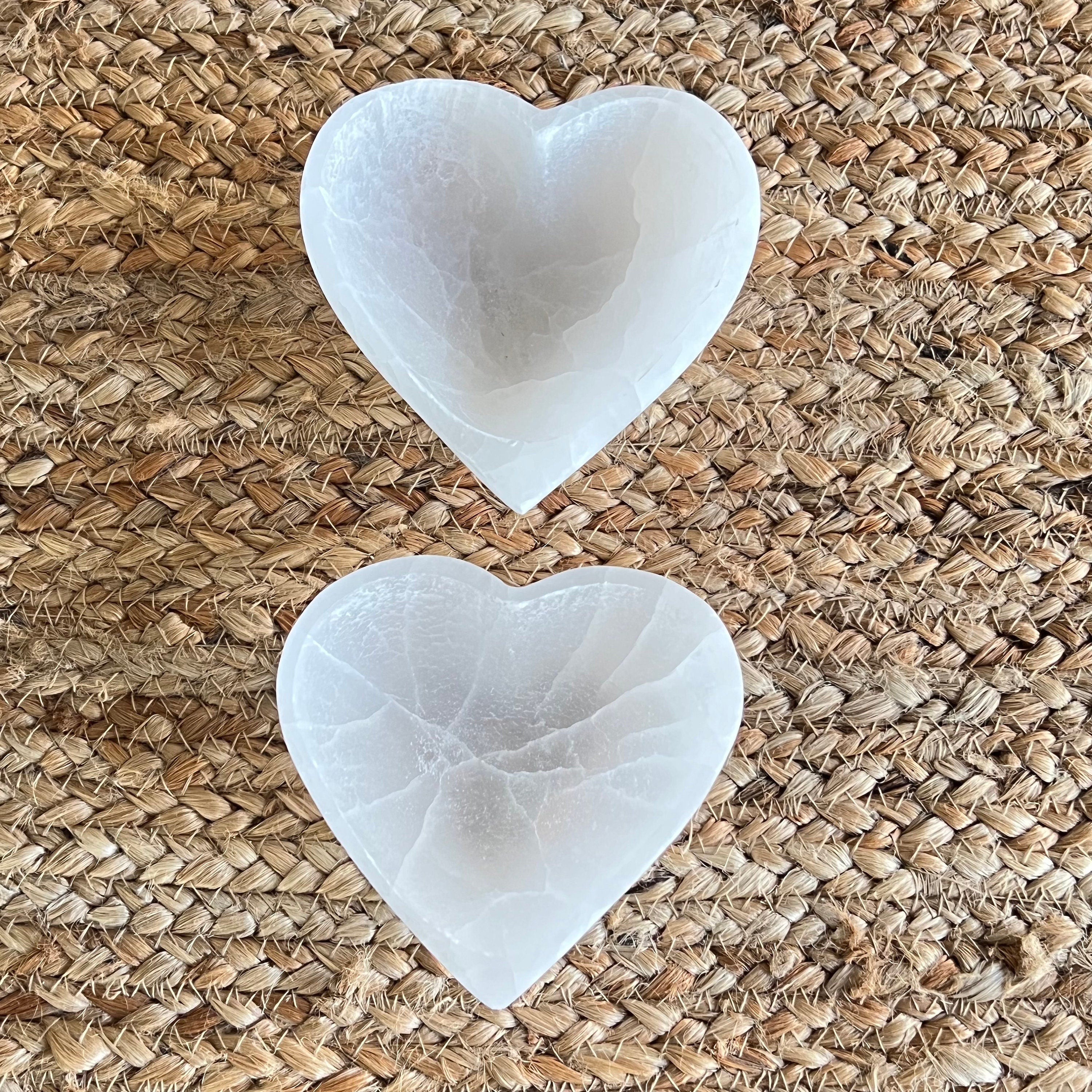 Selenite Crystal Charging Station, Heart Shape Offering Bowl