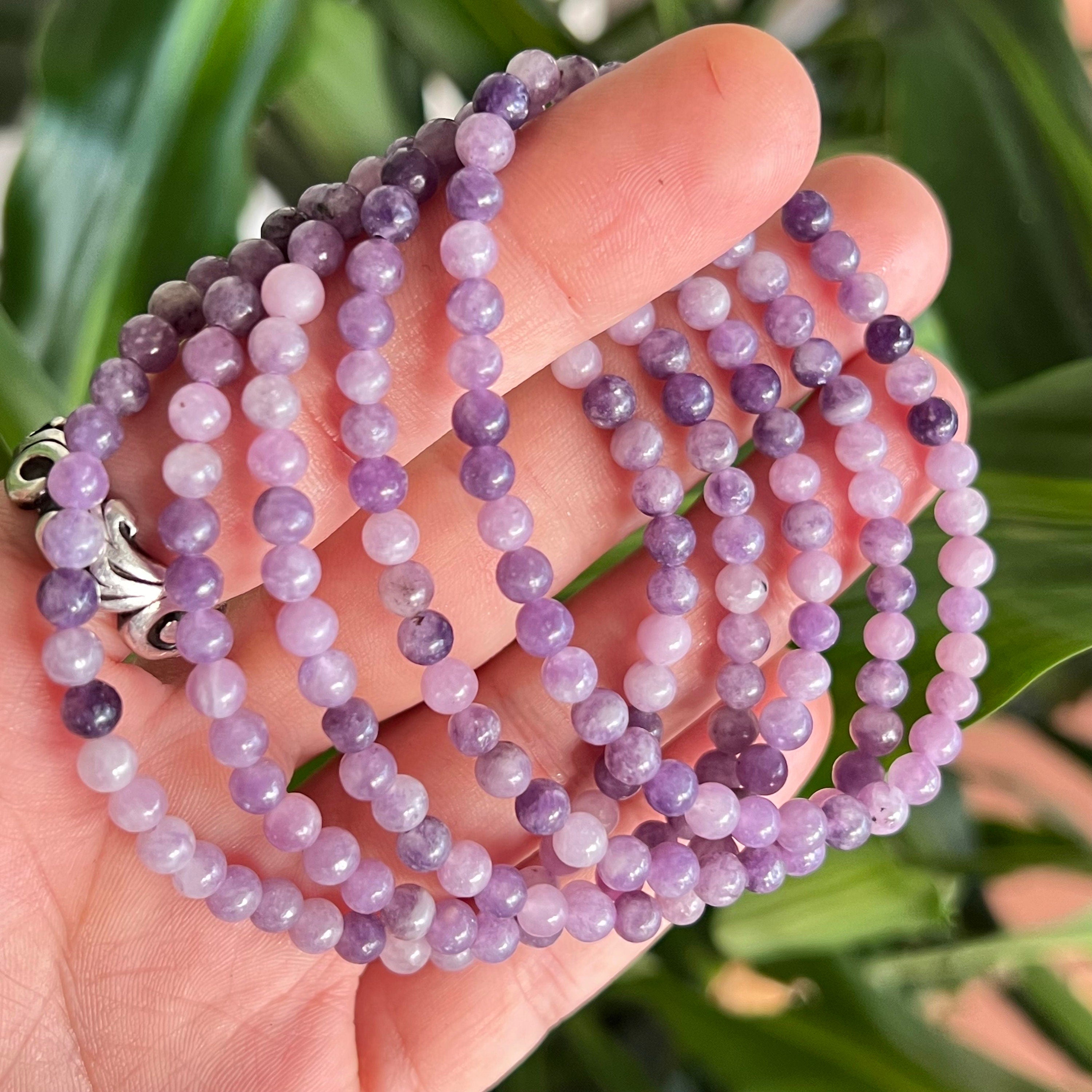 Lepidolite Crystal Bracelet: Handmade Gemstone Beaded Bracelet - #2