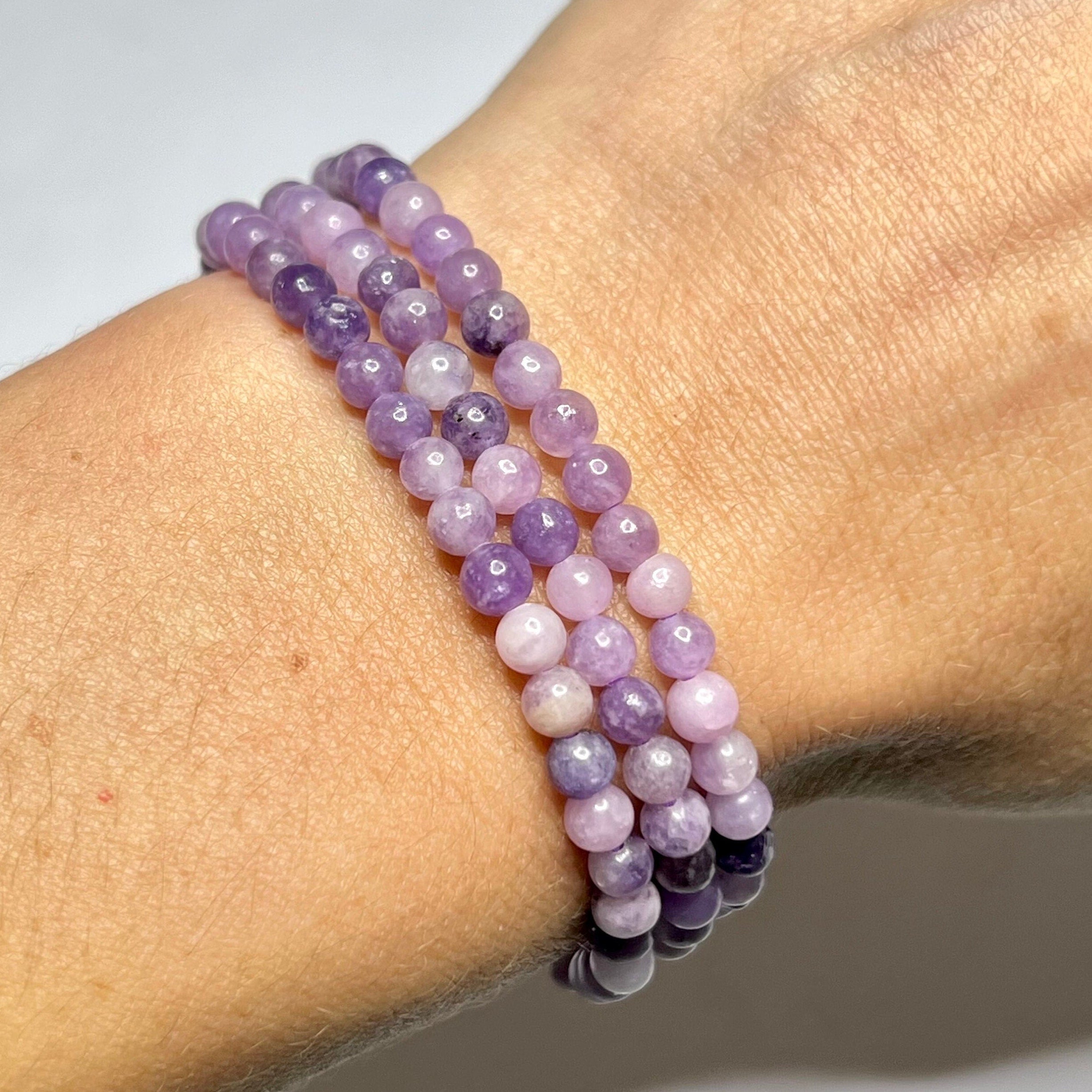 Lepidolite Crystal Bracelet: Handmade Gemstone Beaded Bracelet - #2