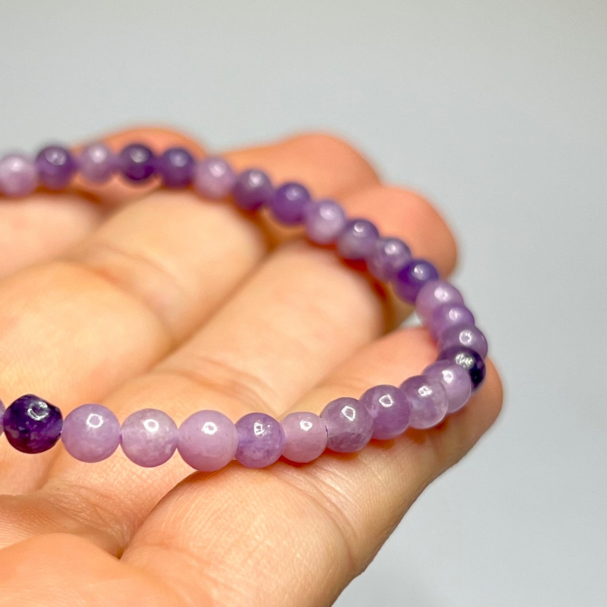 Lepidolite Crystal Bracelet: Handmade Gemstone Beaded Bracelet - #2