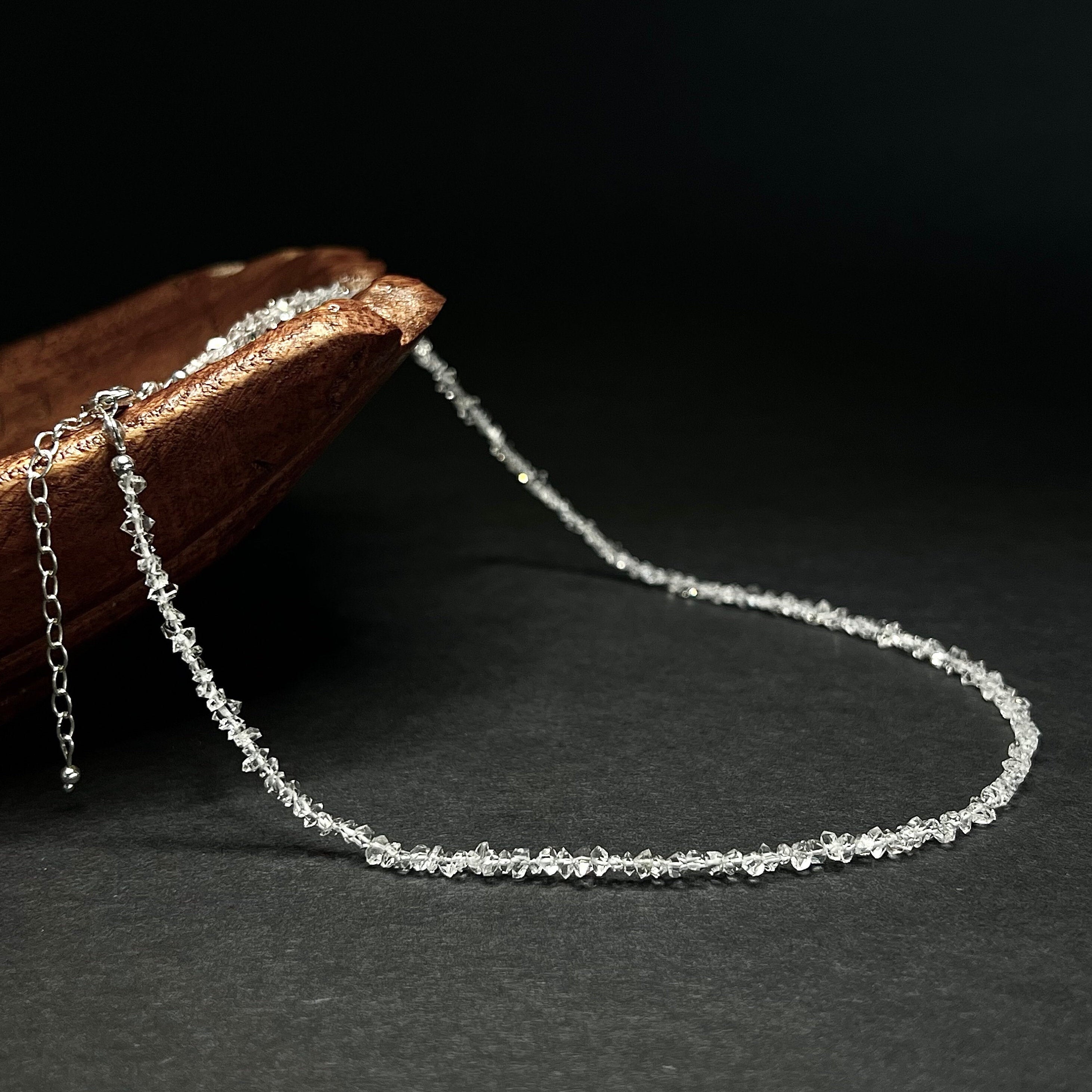 Herkimer Diamond Choker Necklace: Sterling Silver Crystal Gemstone