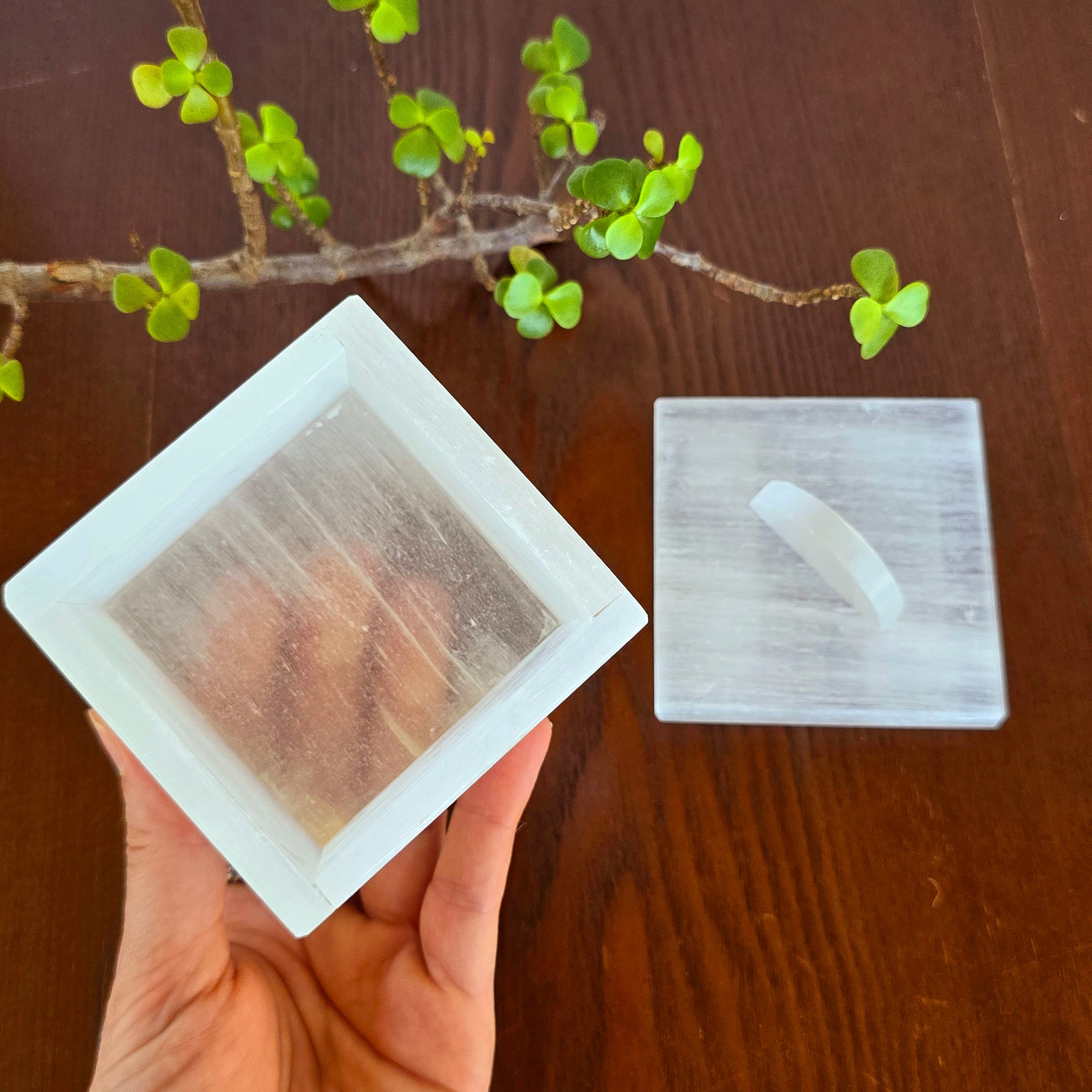 Handmade Moroccan Selenite Crystal Charging Jewelry Box