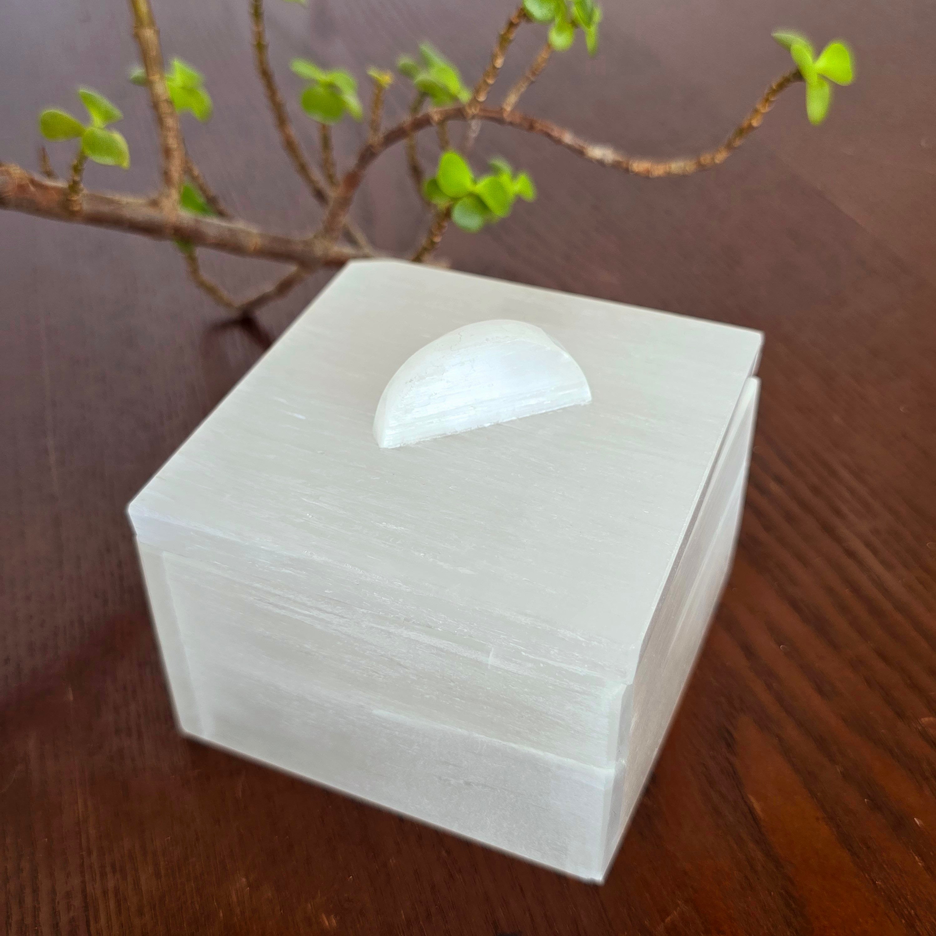Handmade Moroccan Selenite Crystal Charging Jewelry Box