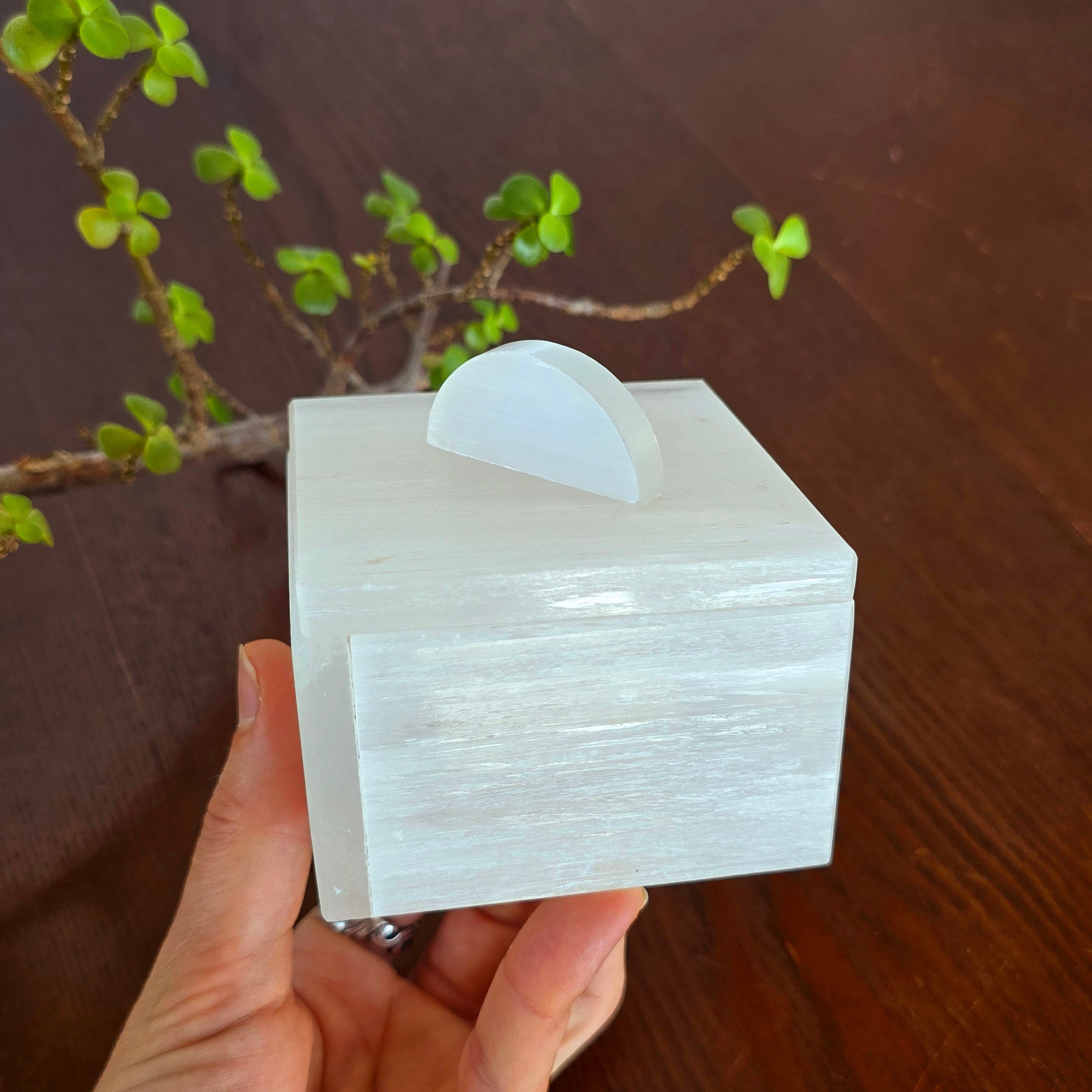 Handmade Moroccan Selenite Crystal Charging Jewelry Box