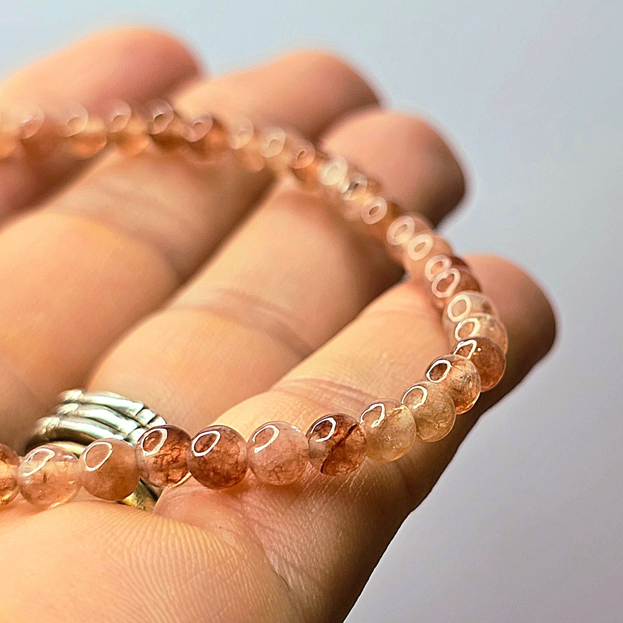Sunstone Crystal Bracelet, Handmade Gemstone Beaded Bracelet