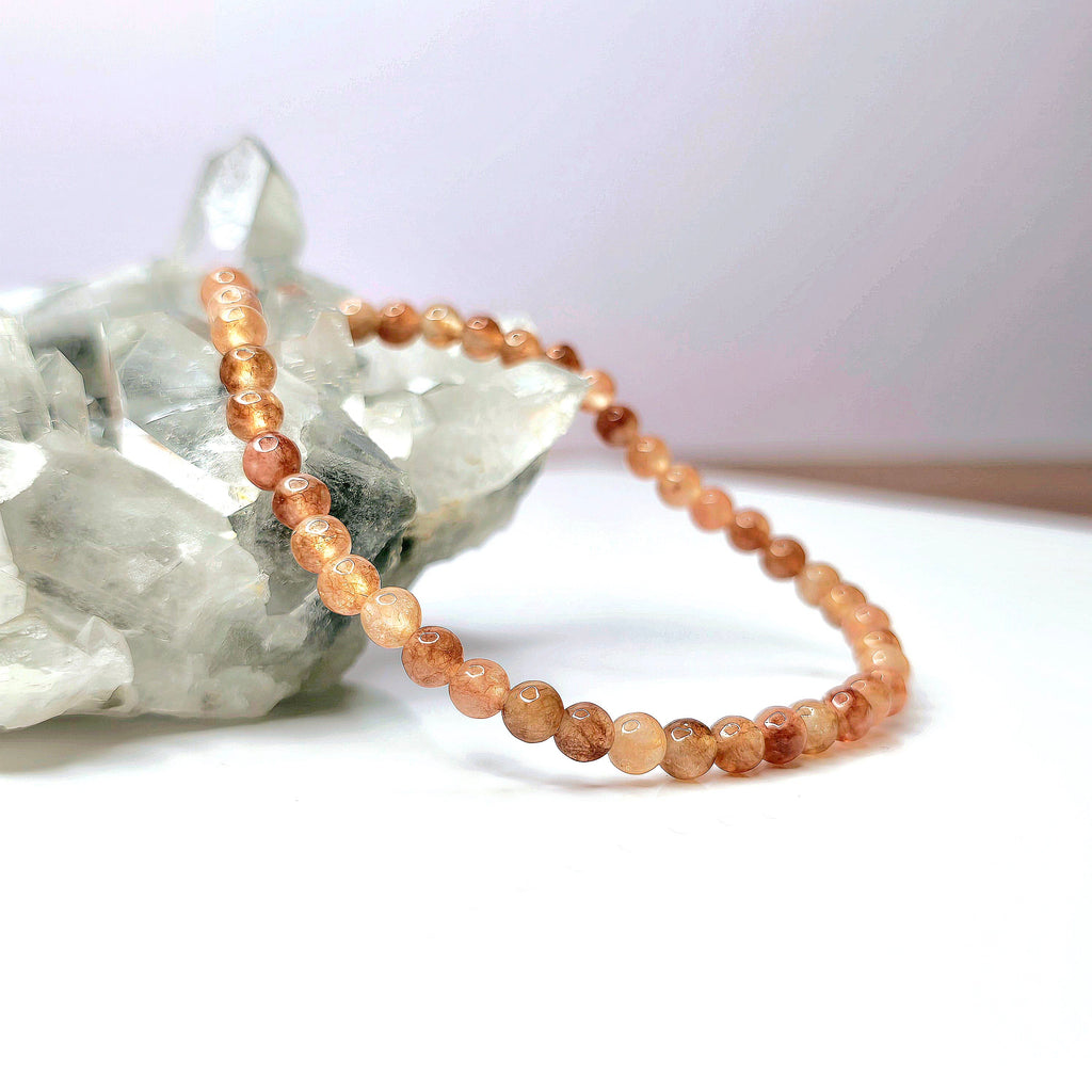 Sunstone Crystal Bracelet, Handmade Gemstone Beaded Bracelet
