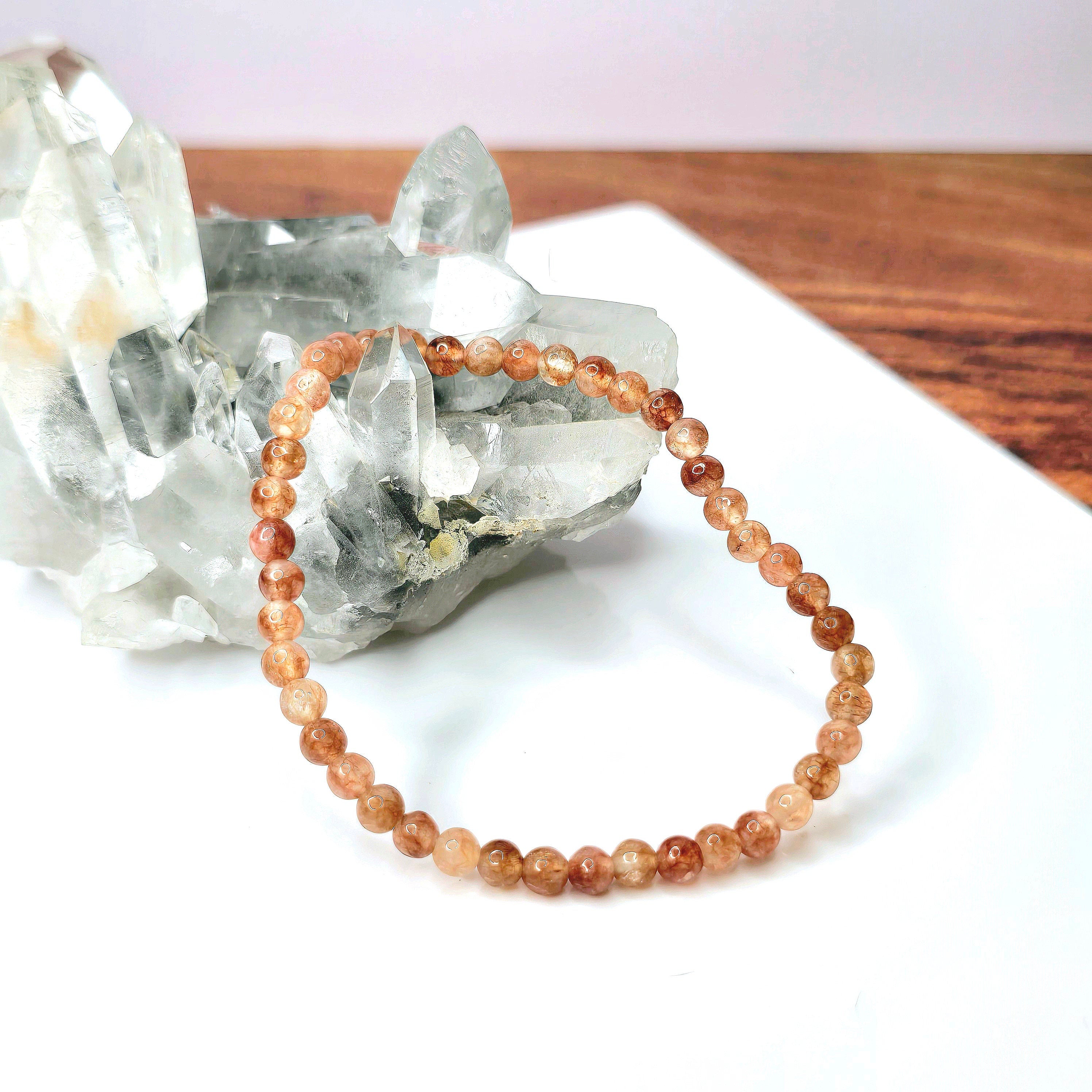 Sunstone Crystal Bracelet, Handmade Gemstone Beaded Bracelet