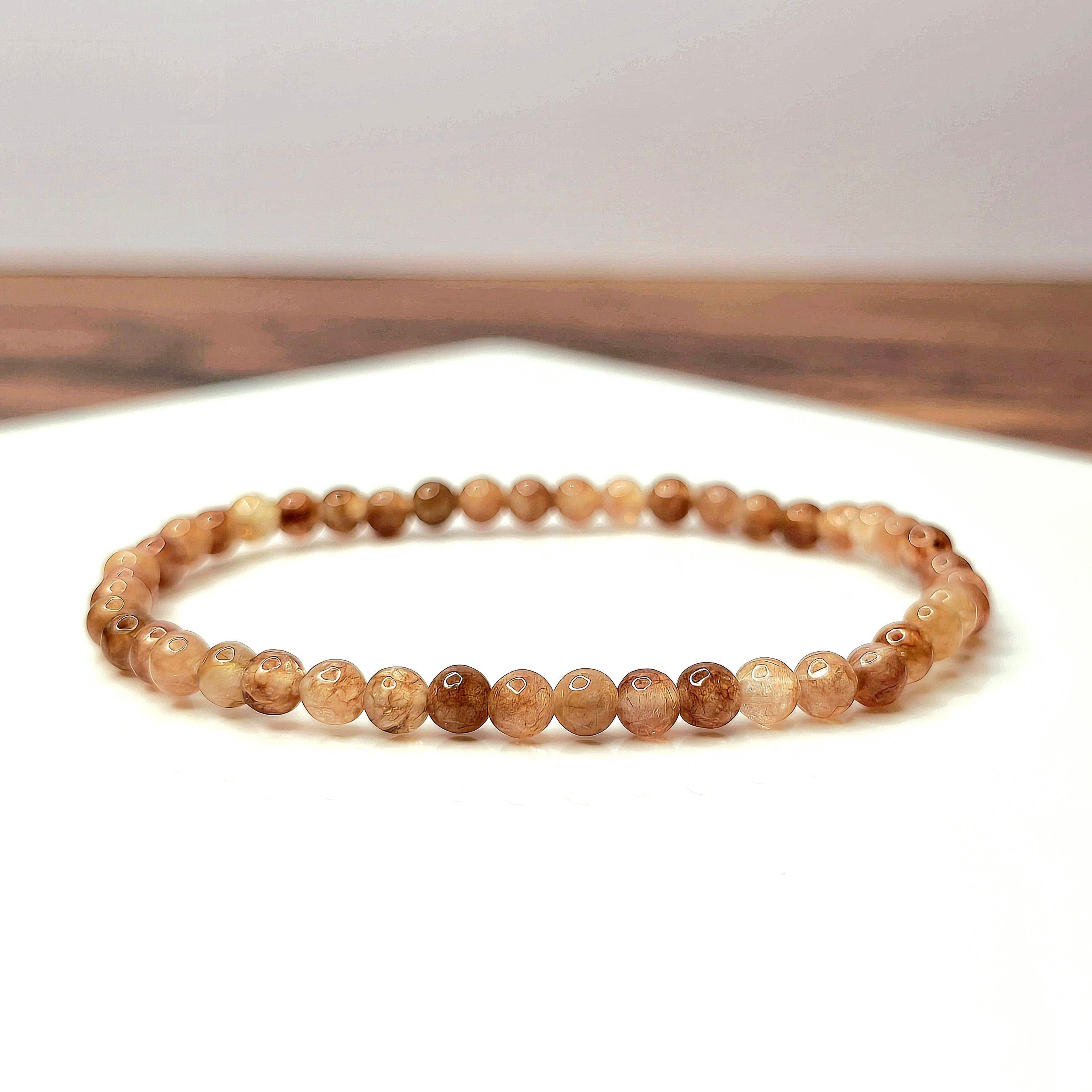 Sunstone Crystal Bracelet, Handmade Gemstone Beaded Bracelet