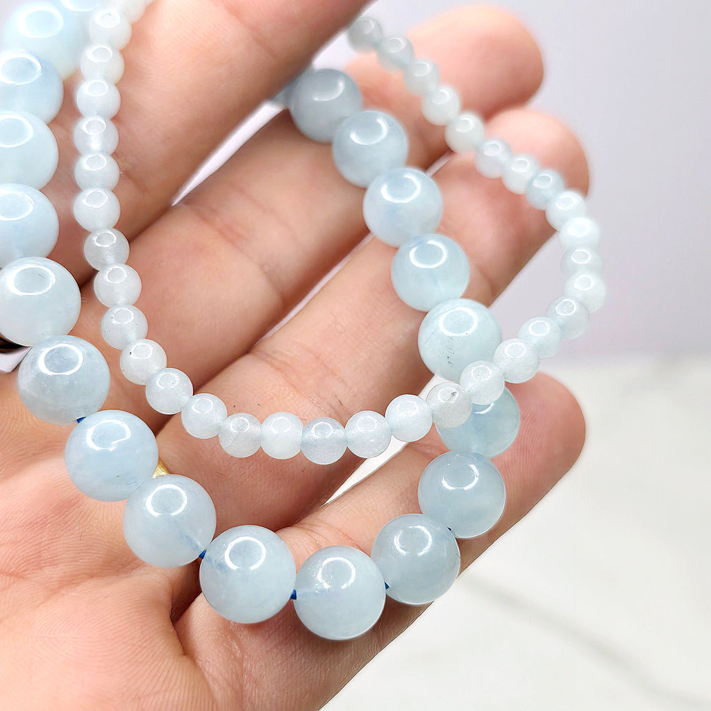 Aquamarine Crystal Bracelet: Handmade Gemstone Beaded Bracelet