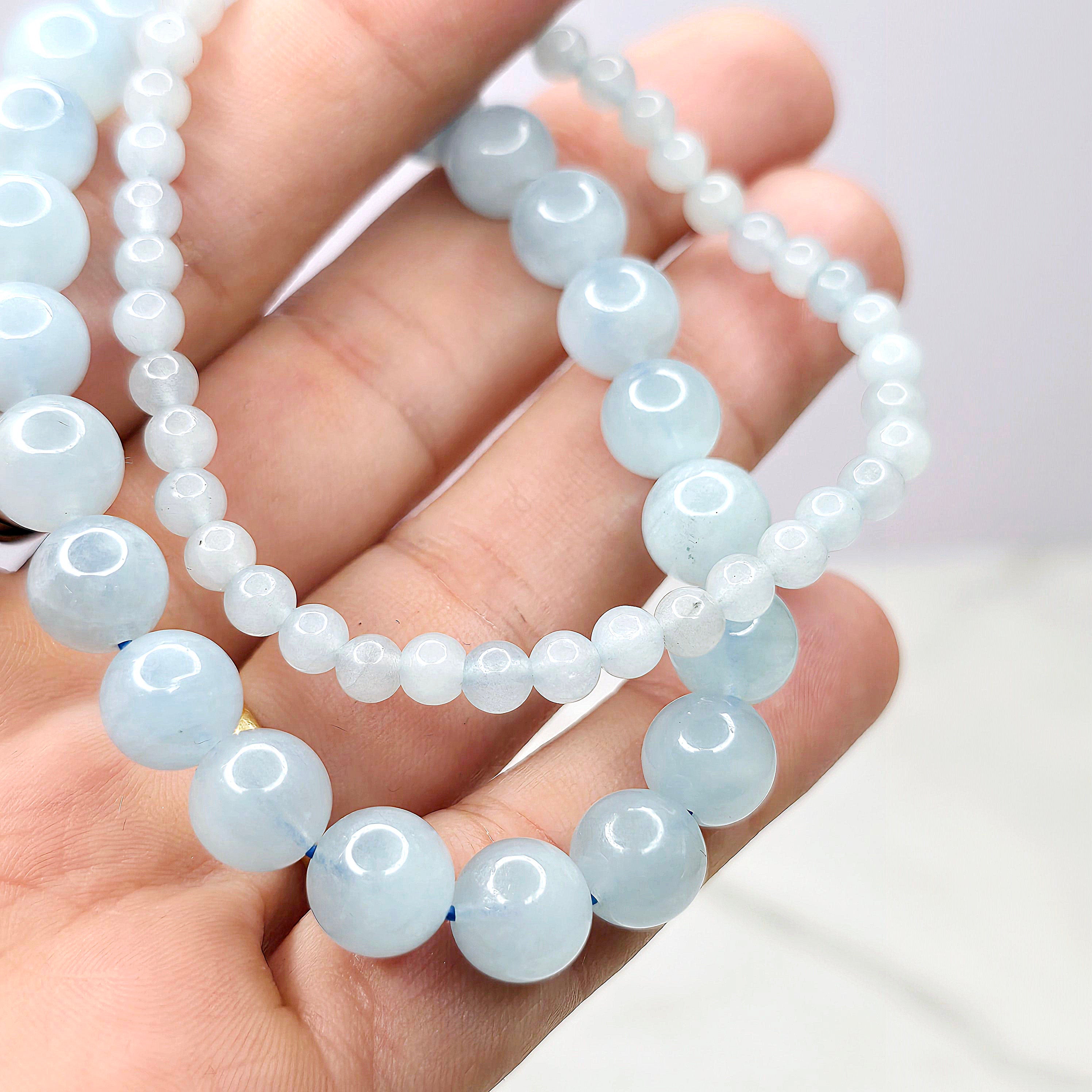 Aquamarine Crystal Bracelet: Handmade Gemstone Beaded Bracelet