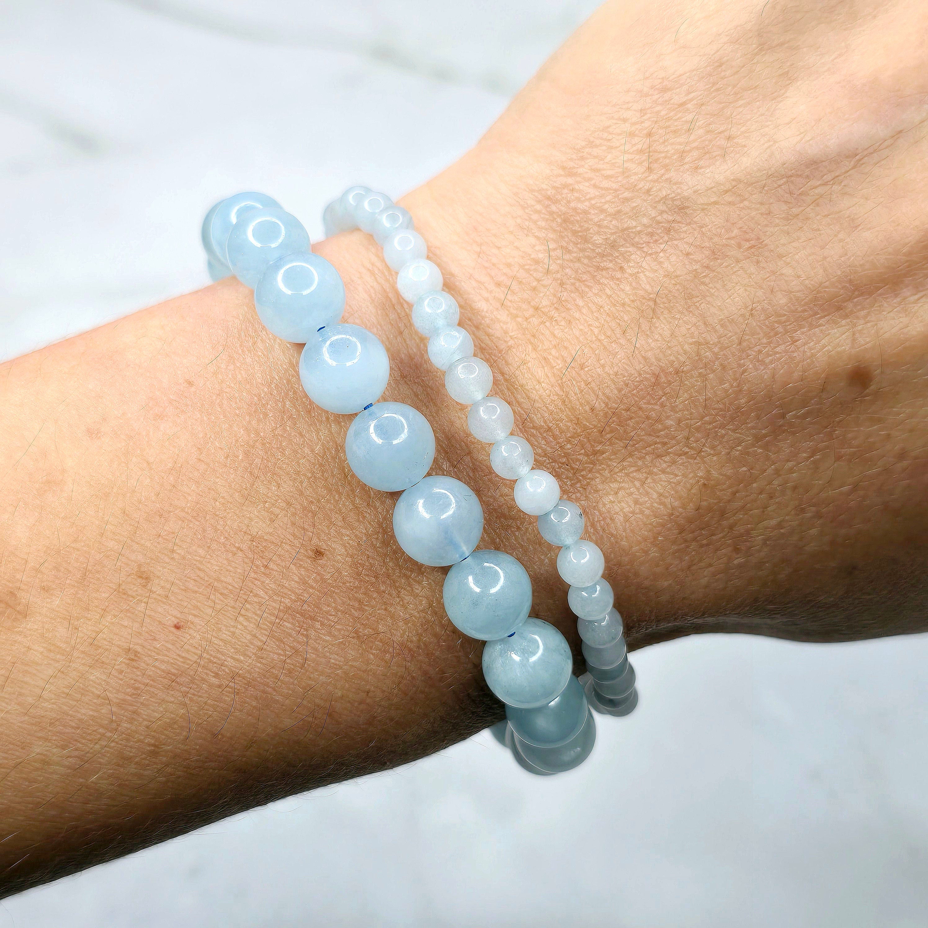 Aquamarine Crystal Bracelet: Handmade Gemstone Beaded Bracelet