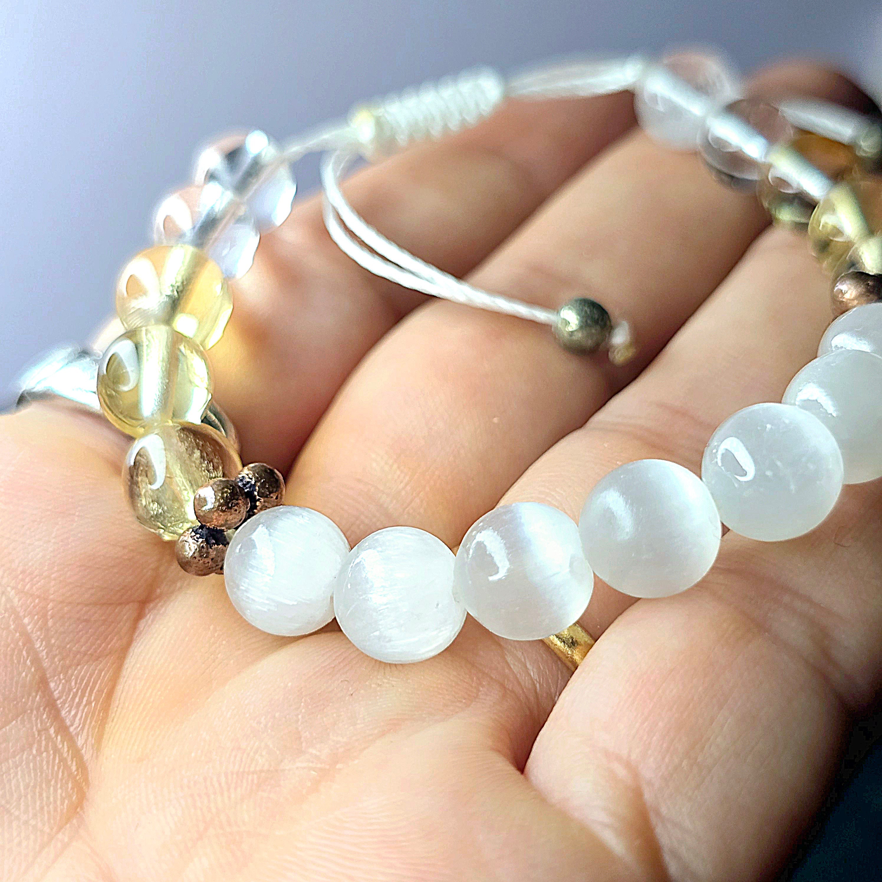 Selenite Citrine and Quartz Crystal Bracelet