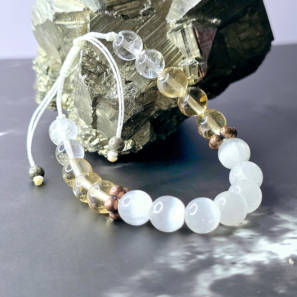 Selenite Citrine and Quartz Crystal Bracelet