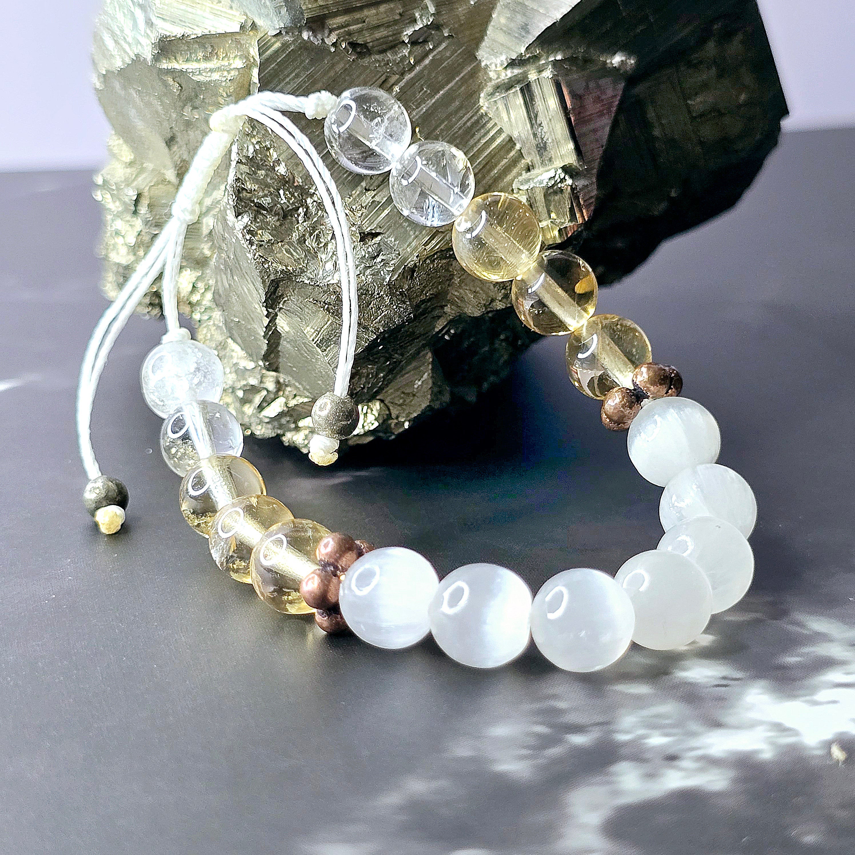 Selenite Citrine and Quartz Crystal Bracelet