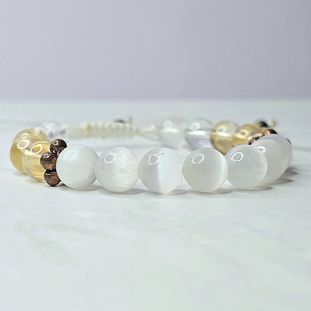 Selenite Citrine and Quartz Crystal Bracelet