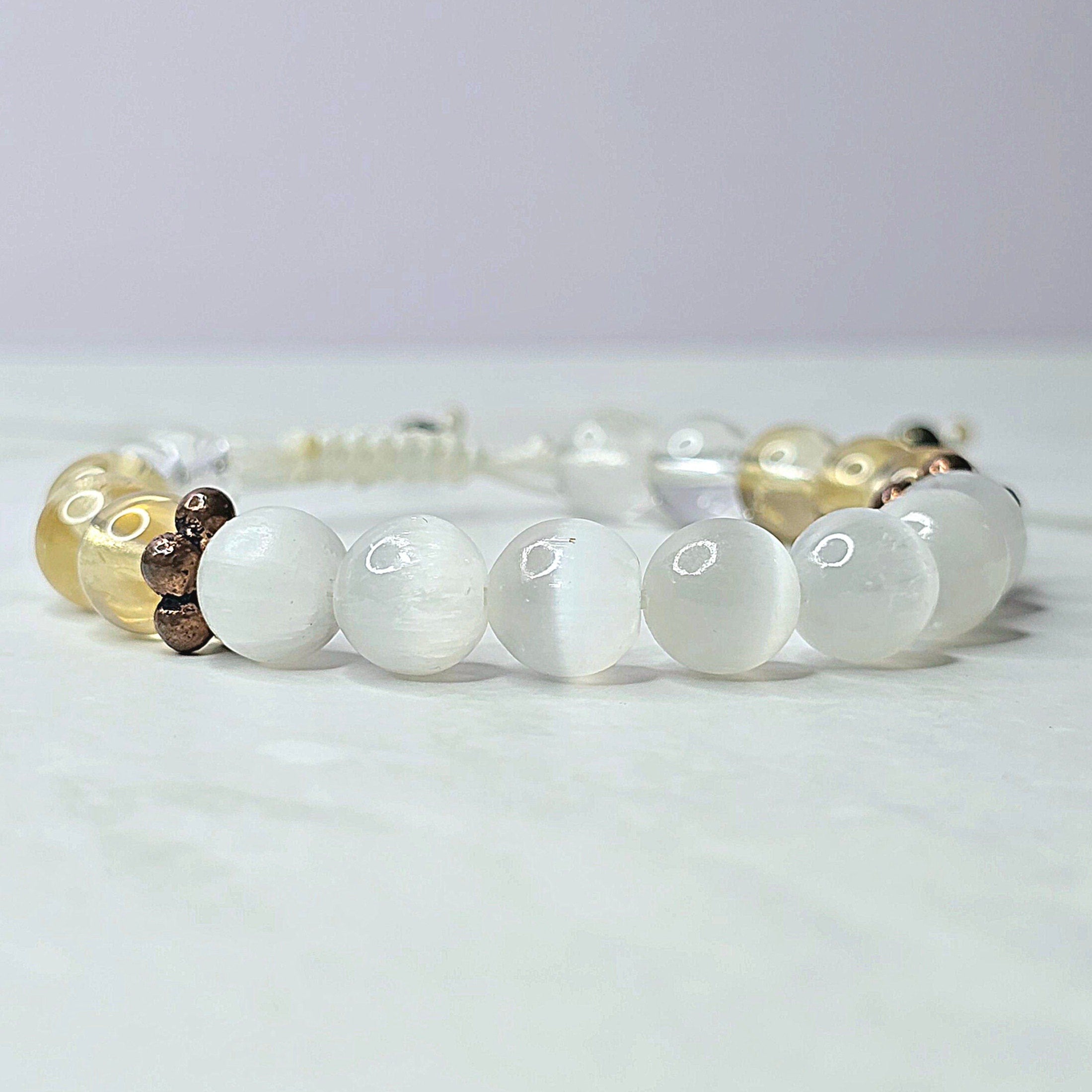 Selenite Citrine and Quartz Crystal Bracelet