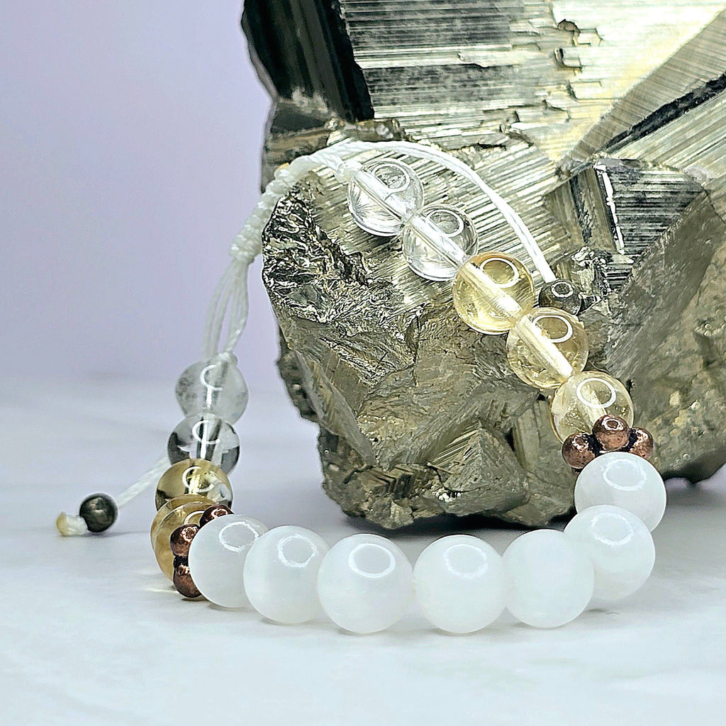 Selenite Citrine and Quartz Crystal Bracelet