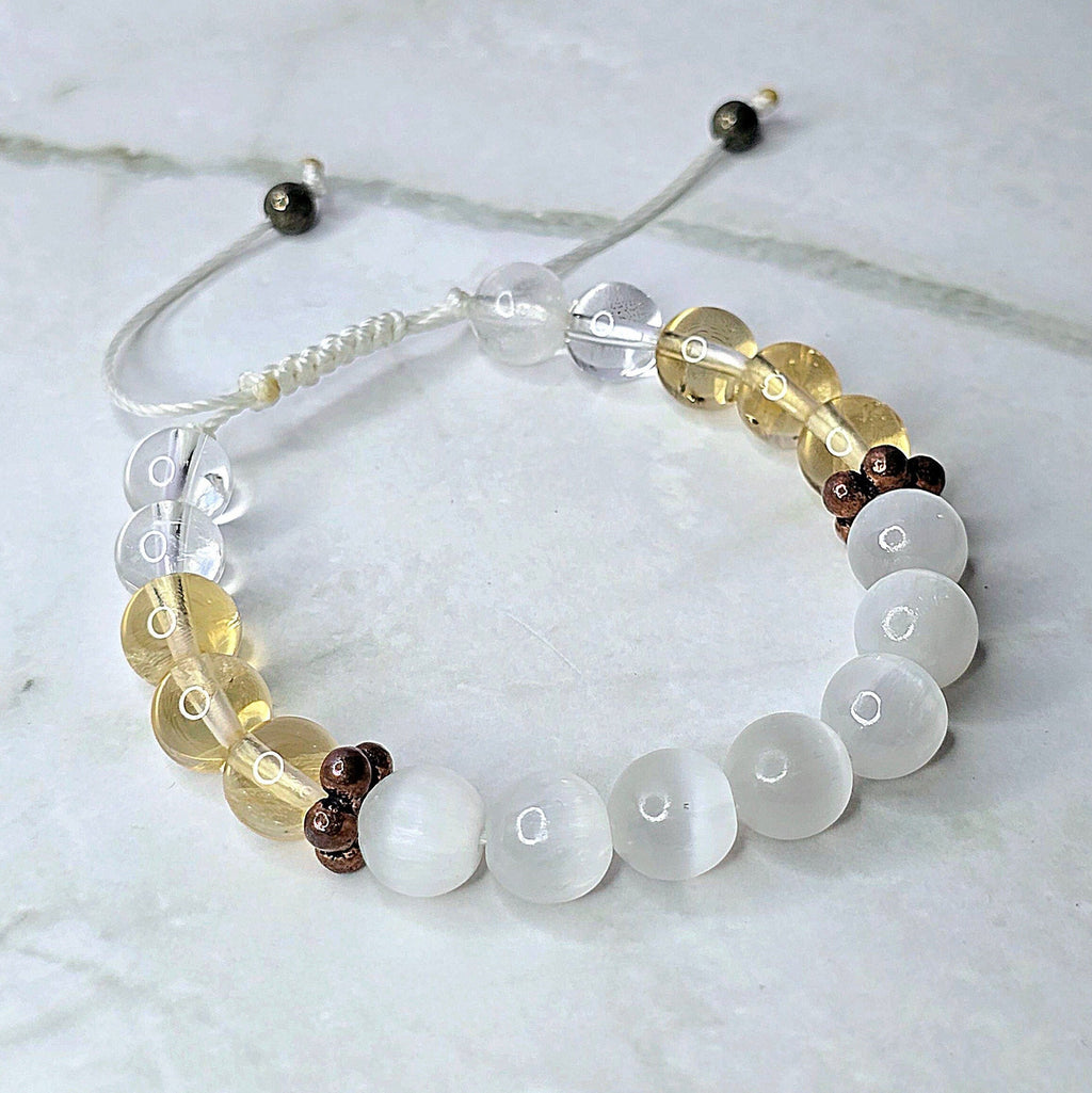 Selenite Citrine and Quartz Crystal Bracelet