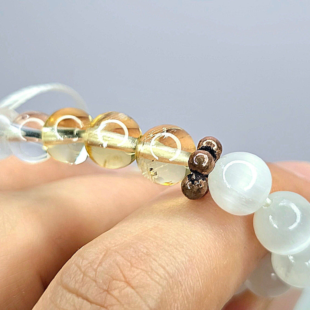 Selenite Citrine and Quartz Crystal Bracelet