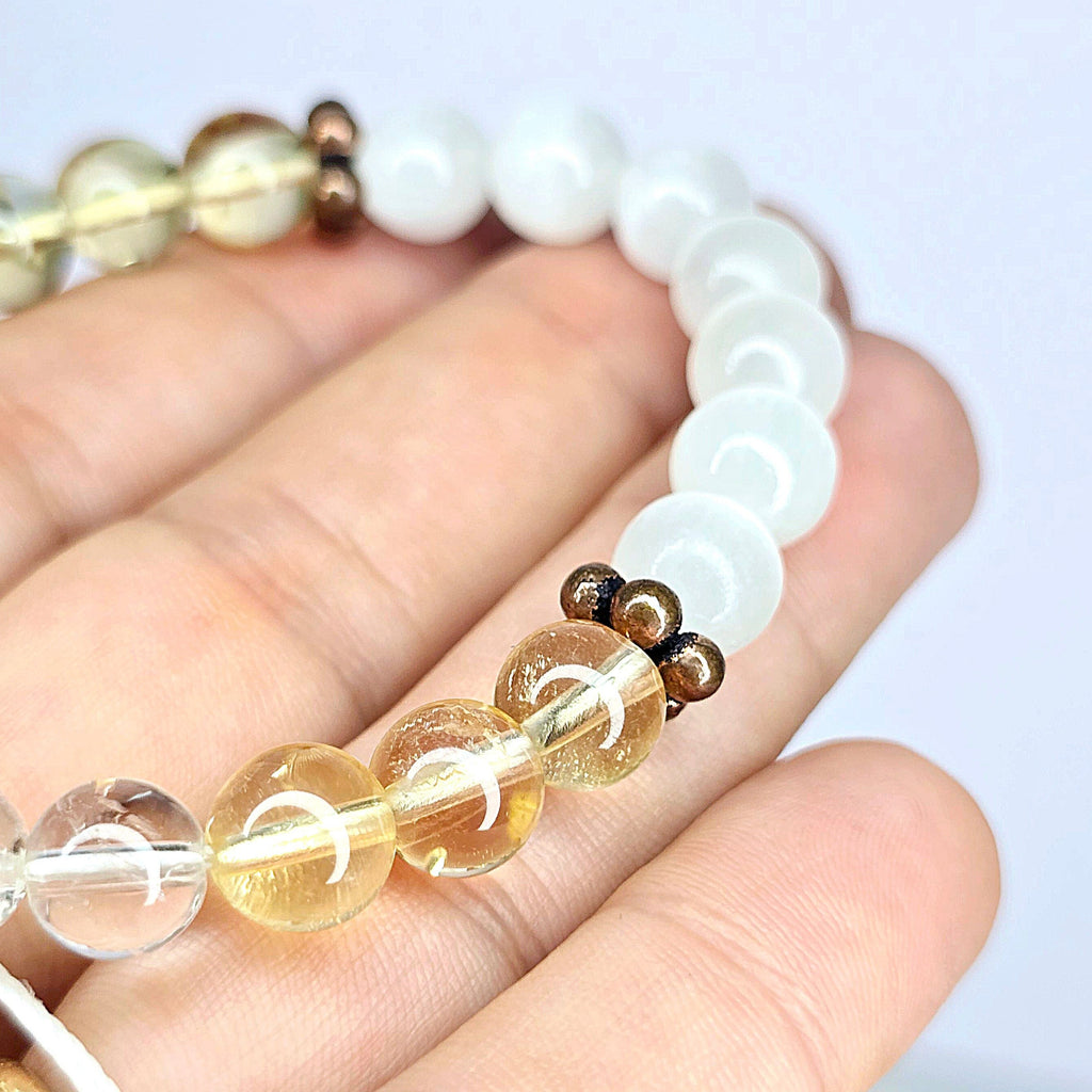 Selenite Citrine and Quartz Crystal Bracelet