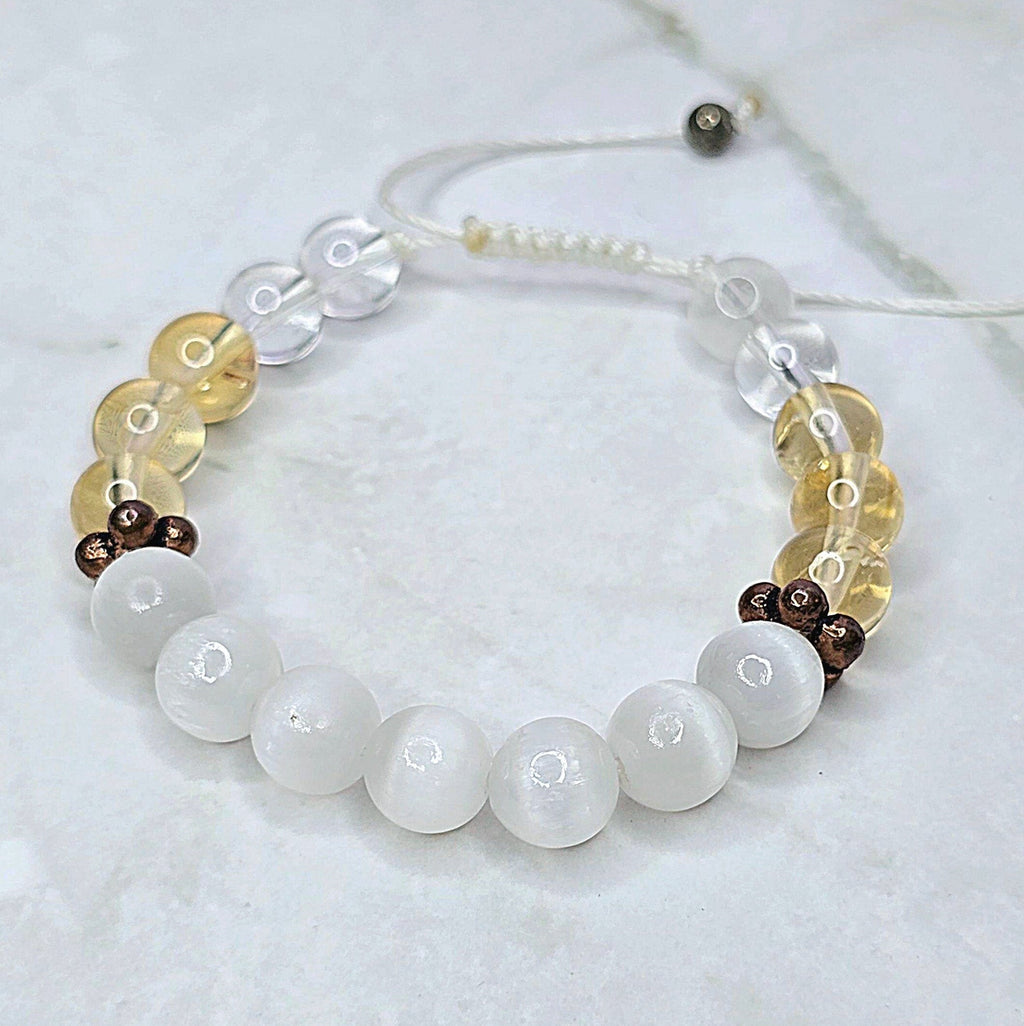 Selenite Citrine and Quartz Crystal Bracelet