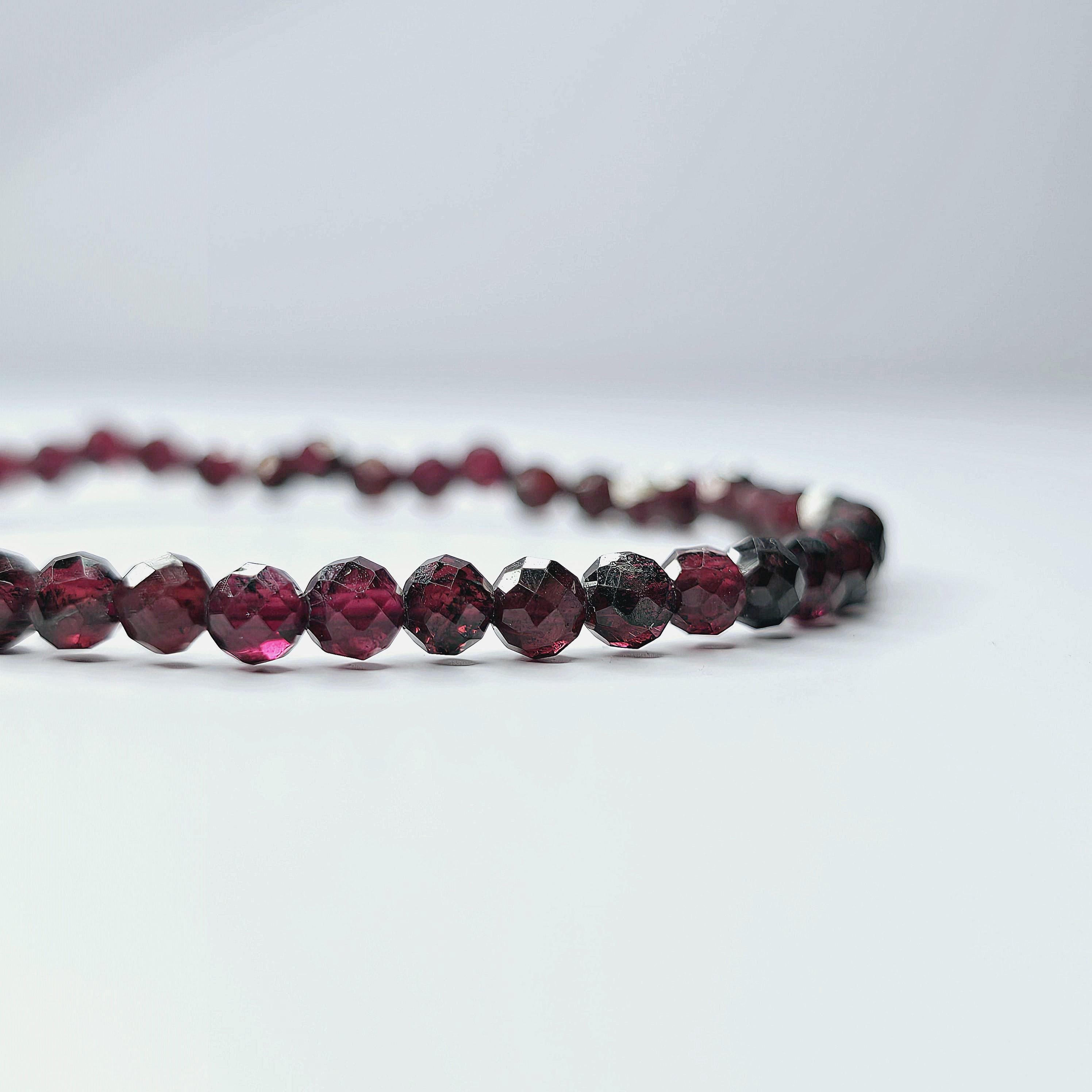 Garnet Crystal Beaded Bracelet: 4mm Faceted Beads