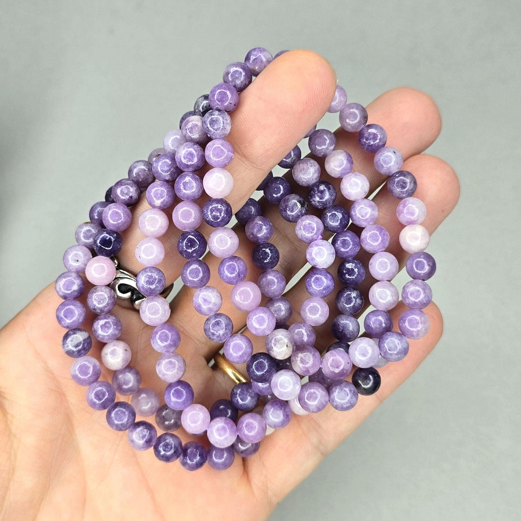 Lepidolite Crystal Bracelet: Handmade Gemstone Beaded Bracelet - #2