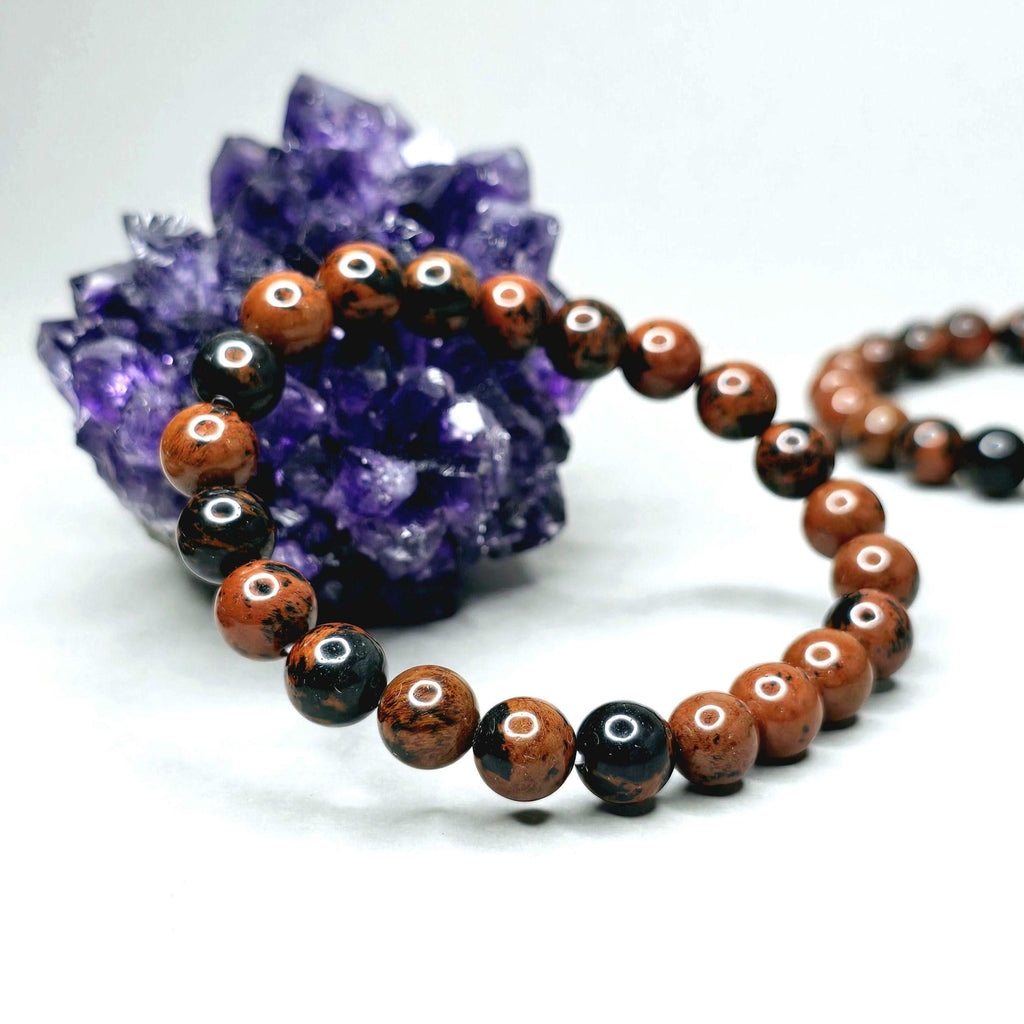Mahogany Obsidian Crystal Beaded Bracelet