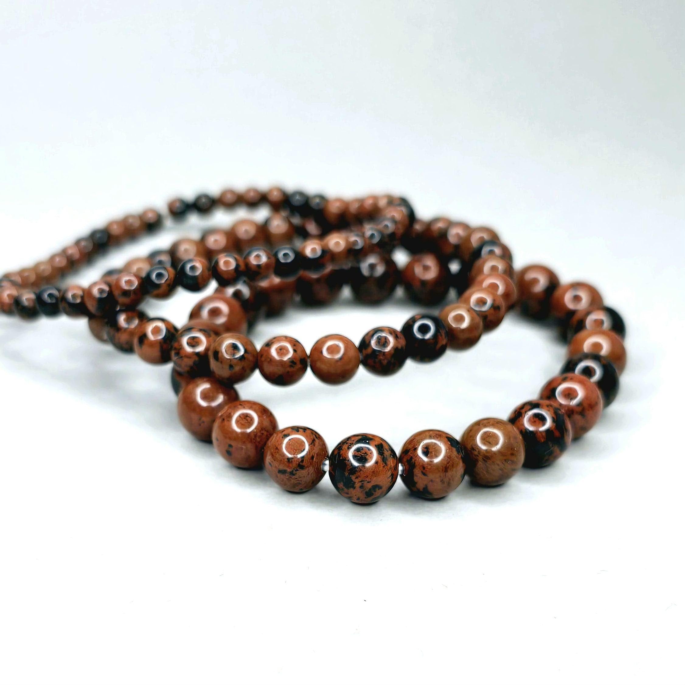 Mahogany Obsidian Crystal Beaded Bracelet