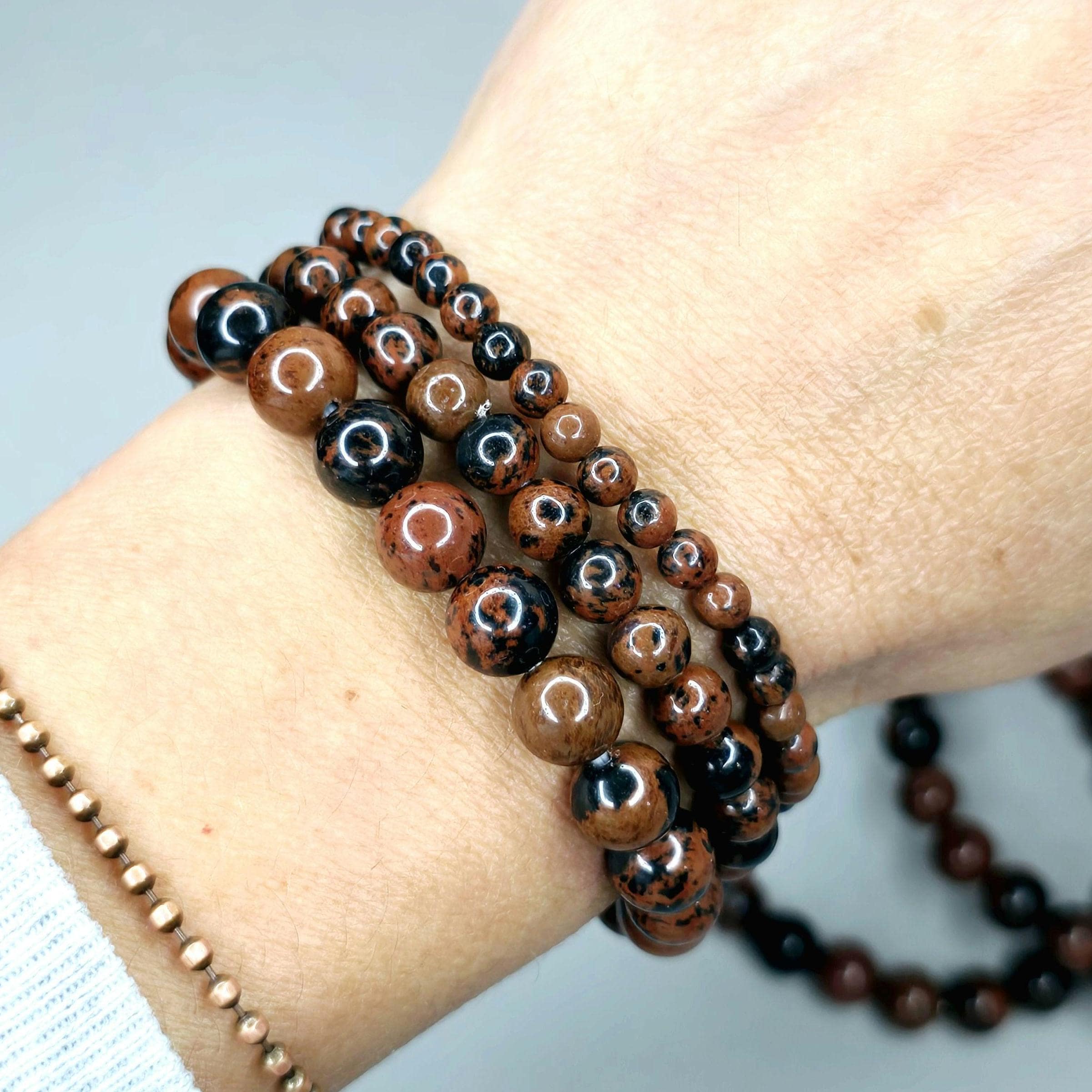 Mahogany Obsidian Crystal Beaded Bracelet