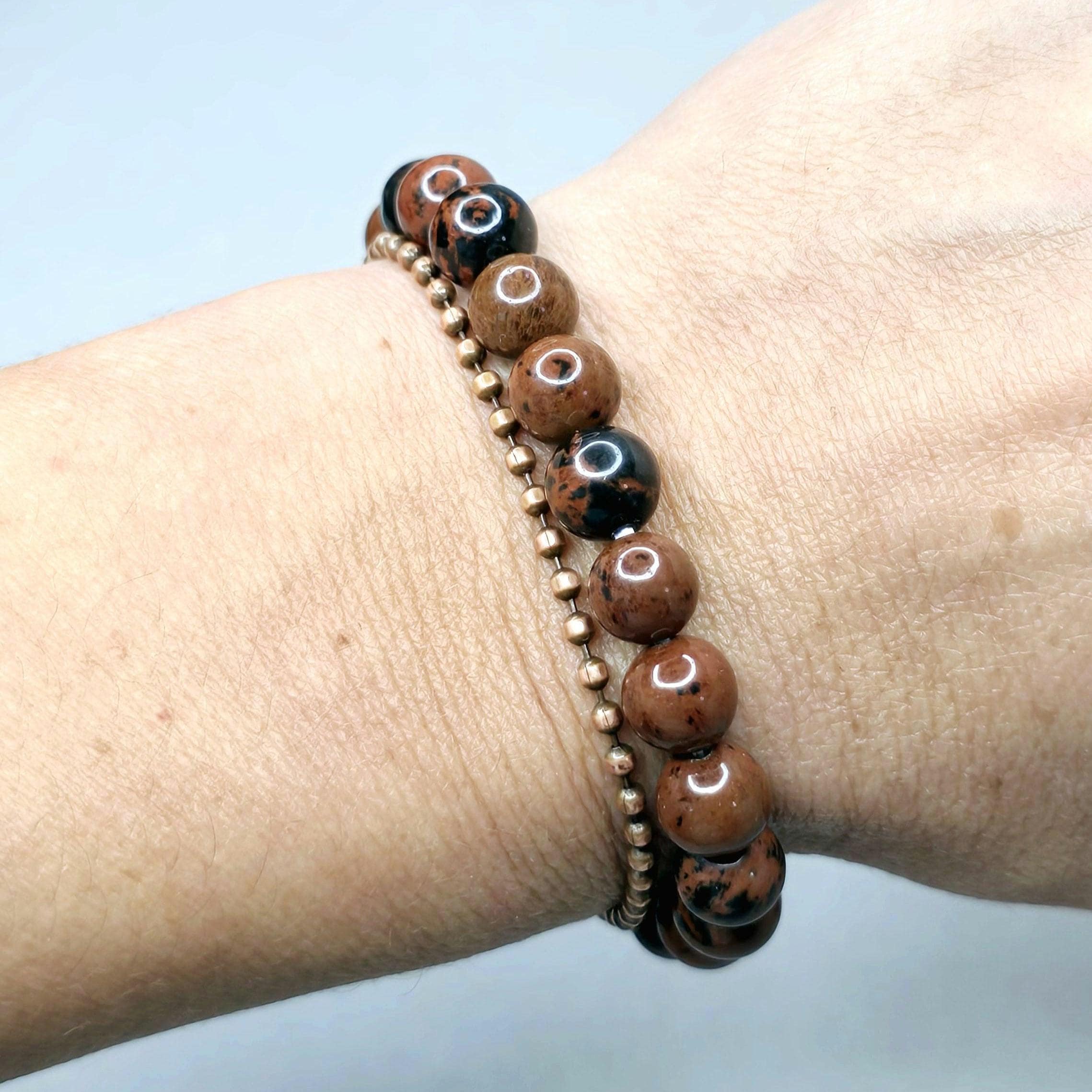 Mahogany Obsidian Crystal Beaded Bracelet