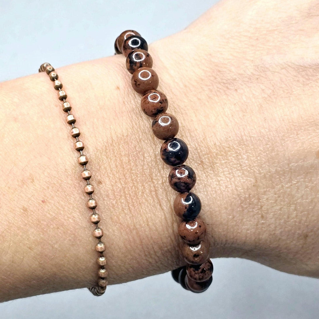 Mahogany Obsidian Crystal Beaded Bracelet