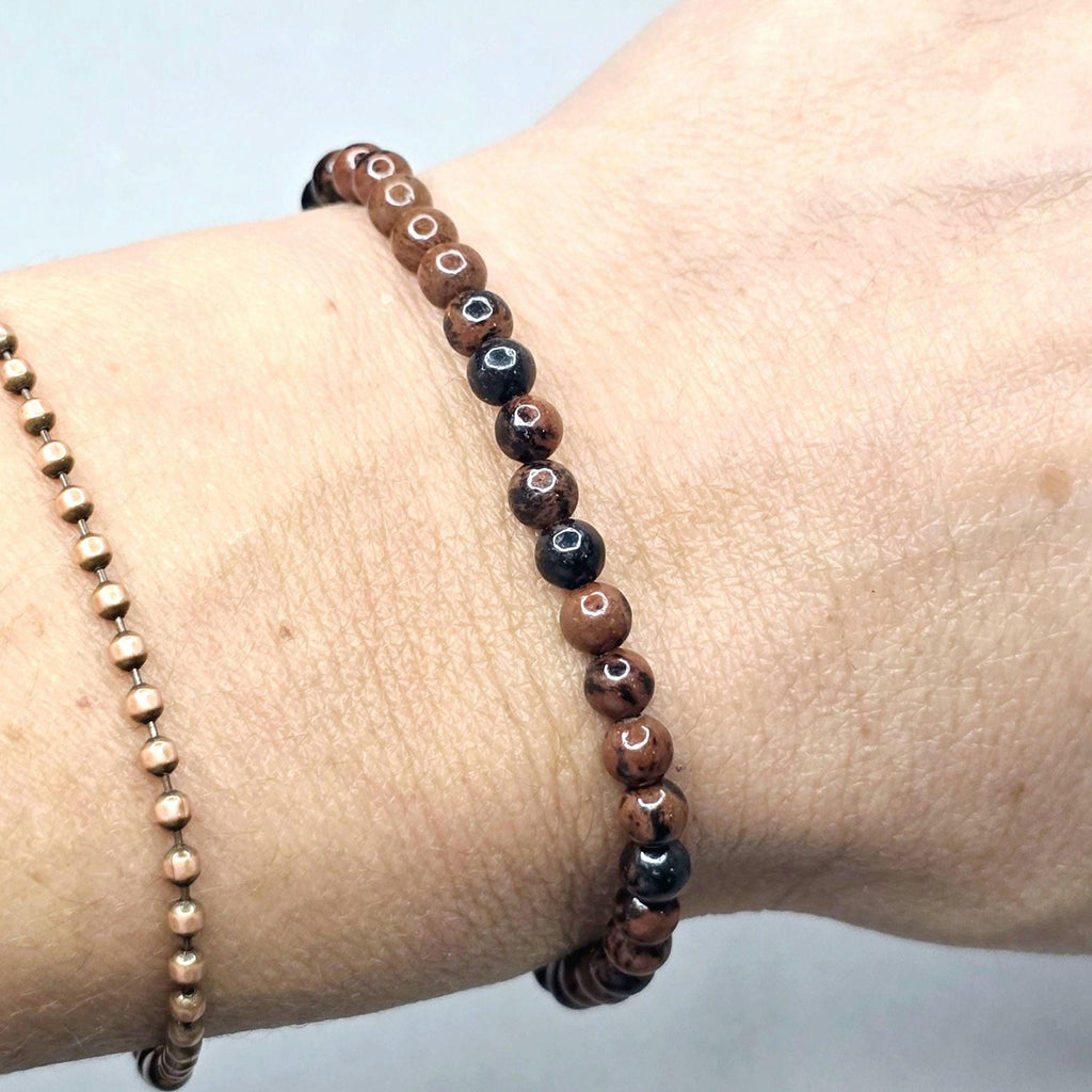 Mahogany Obsidian Crystal Beaded Bracelet