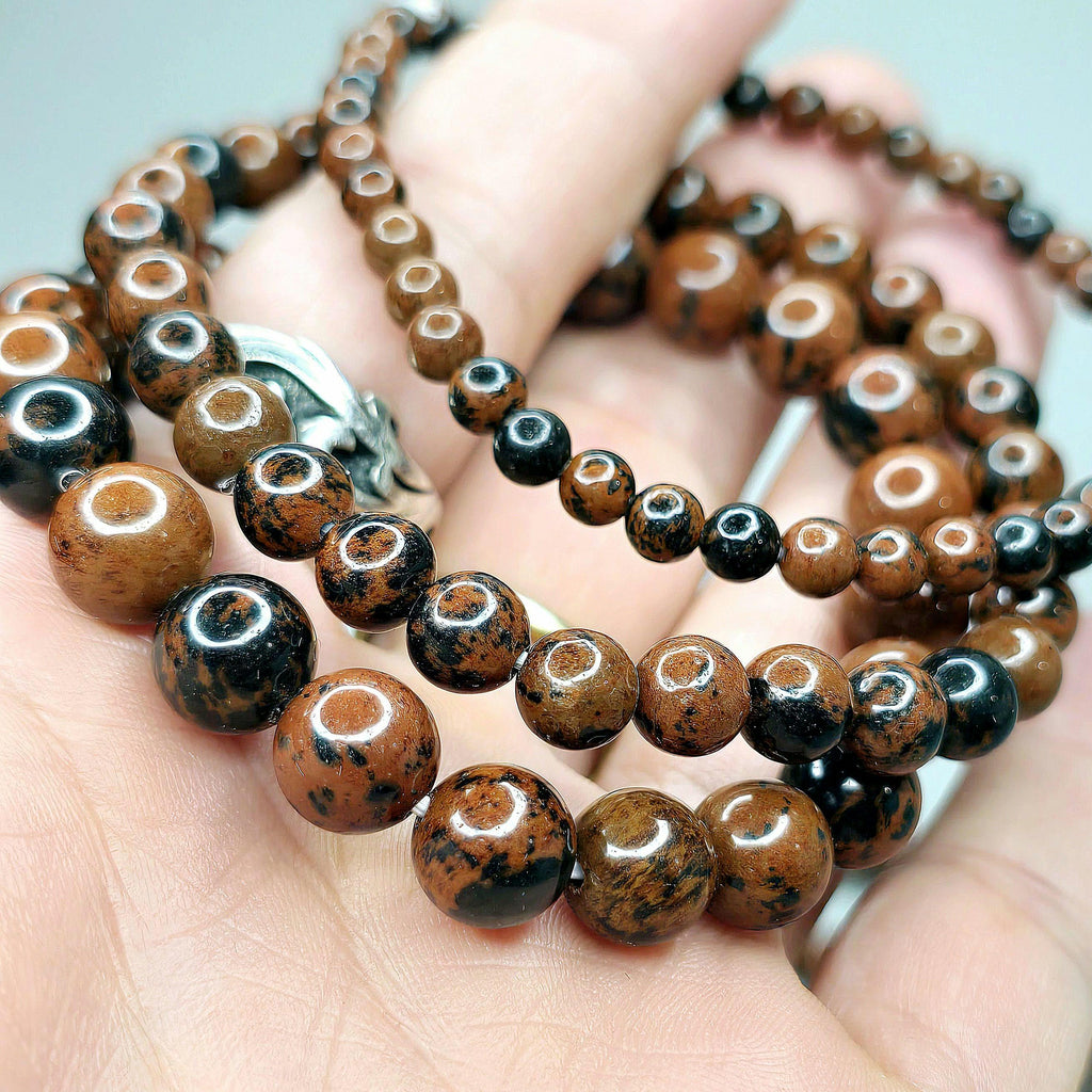 Mahogany Obsidian Crystal Beaded Bracelet