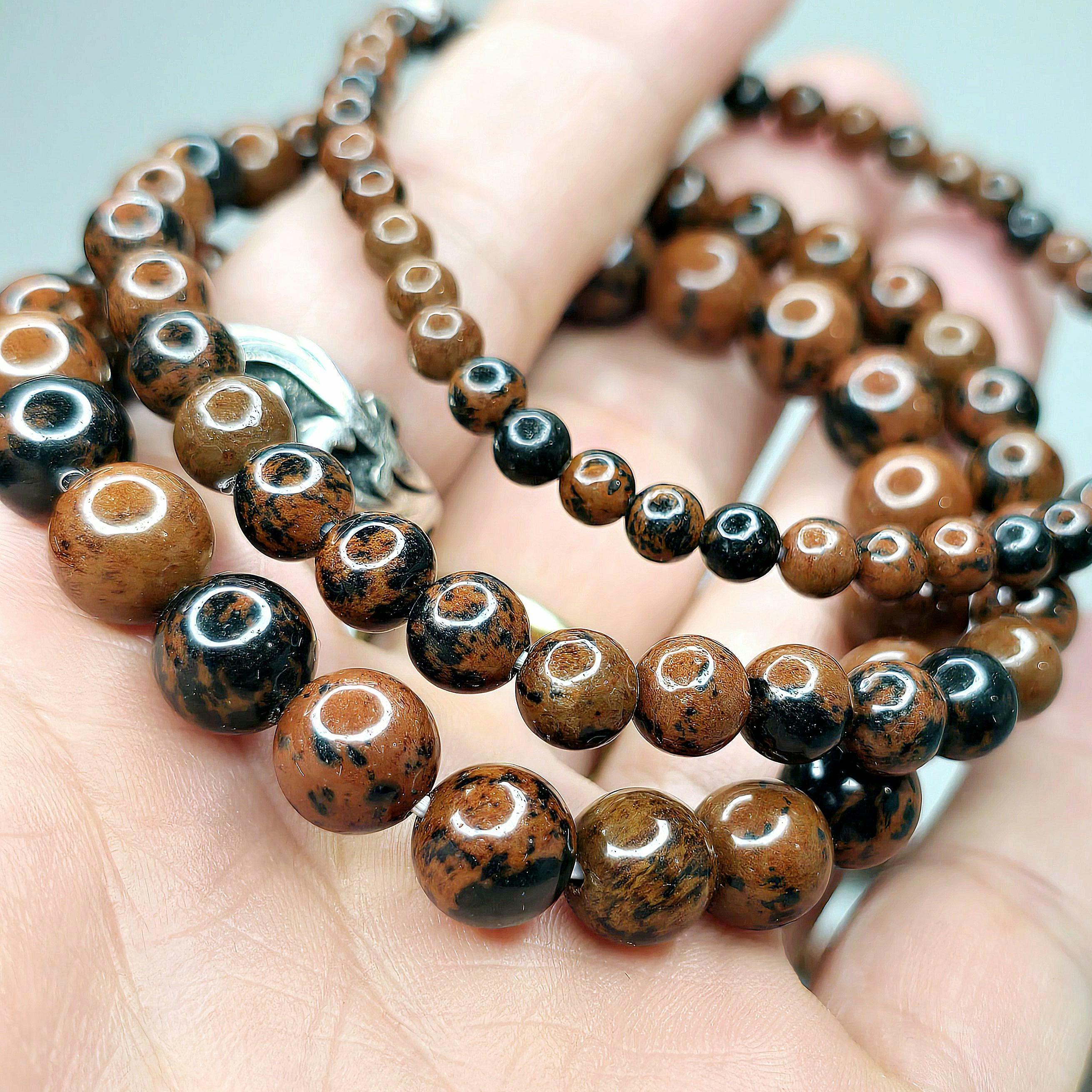 Mahogany Obsidian Crystal Beaded Bracelet