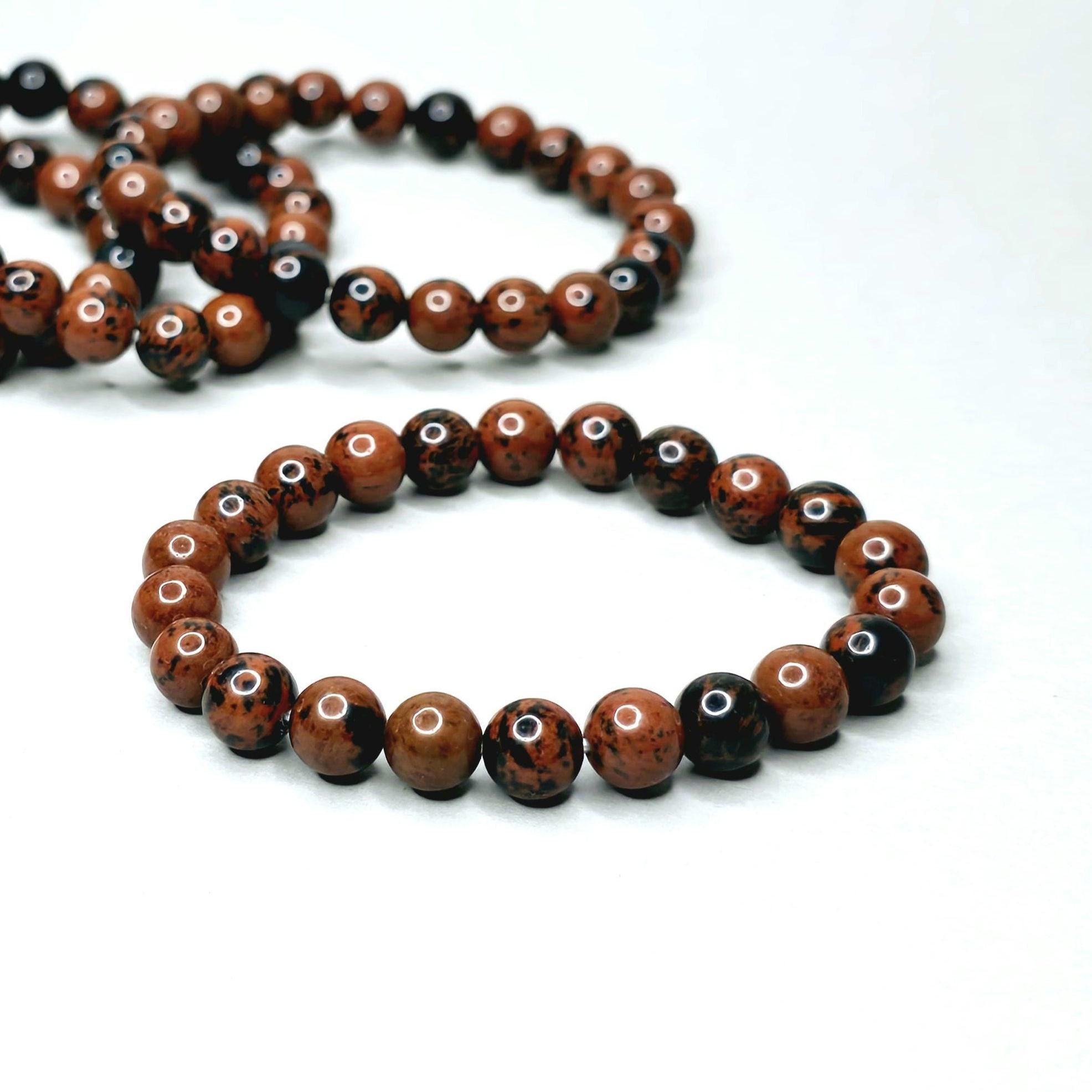 Mahogany Obsidian Crystal Beaded Bracelet