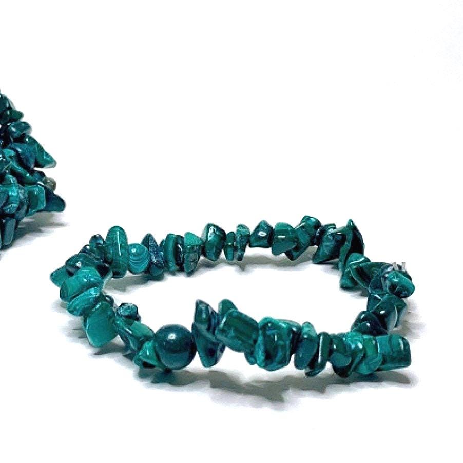 Malachite Crystal Chip Bracelet: Gemstone Beaded Stretch Jewelry